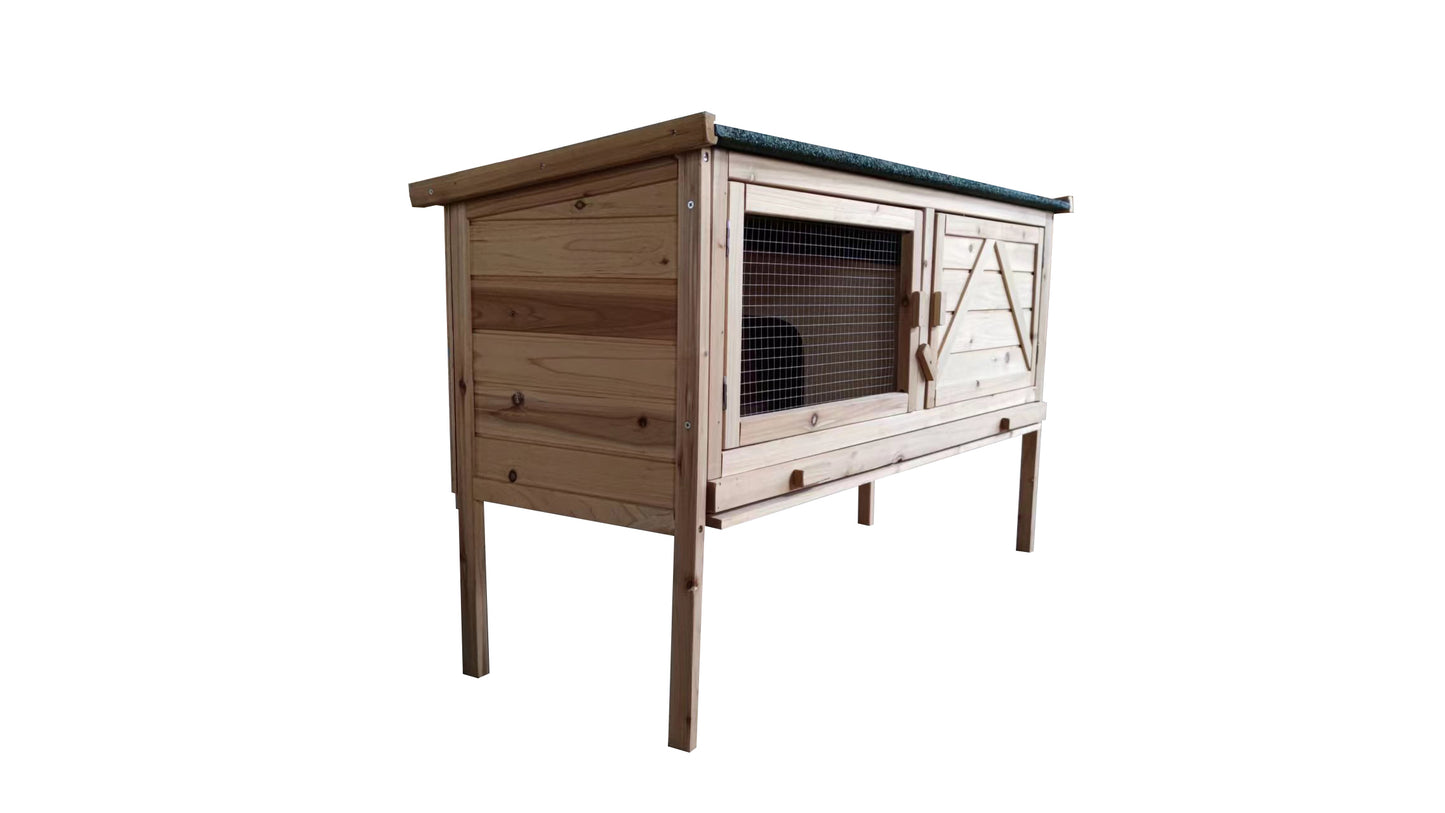 Outdoor Wooden Rabbit Hutch with Open-Up Roof - Guinea Pig Hutch | Bunny Cage with Pull-Out Tray | Size & Color Options Available