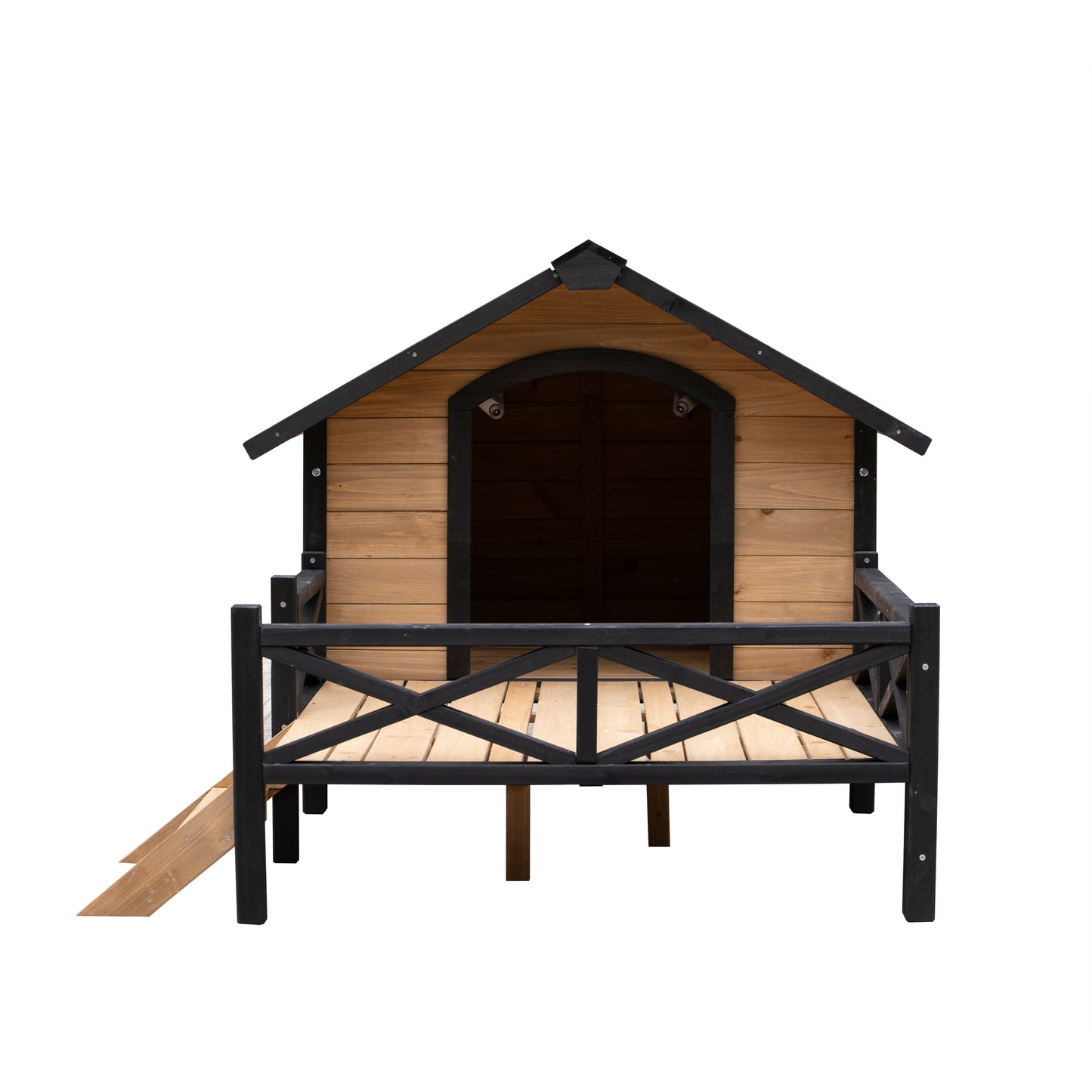 Outdoor Large Wooden Cabin Dog Kennel with Porch | Spacious & Stylish Pet House for All-Weather Comfort