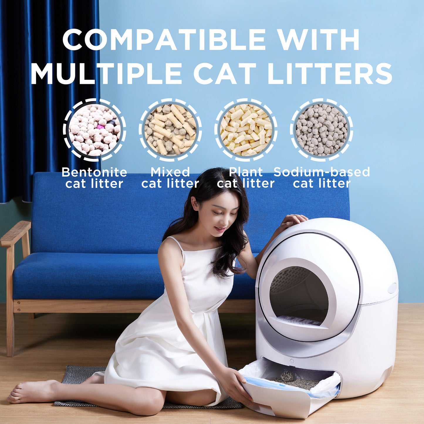 Self-Cleaning Cat Litter Box for Multiple Cats | Automatically Scoops and Removes Odor | Suitable for All Cat Litter Types | Secure & App-Controlled | 5G&2.4G WiFi Support