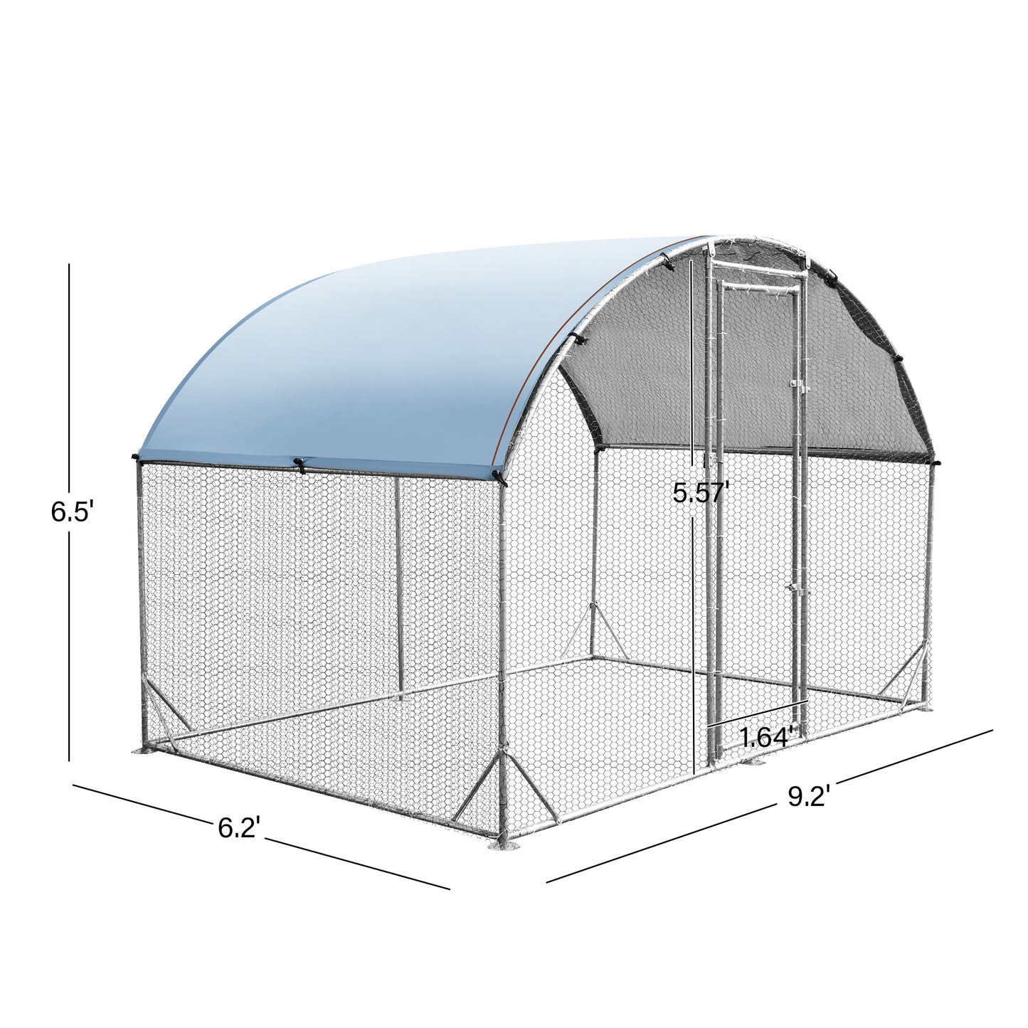 Large Metal Chicken Coop Upgrade: Sturdy Steel Wire Net Cage with Waterproof Oxford Cloth, UV Protection - 9.2'W x 6.2'L x 6.5'H