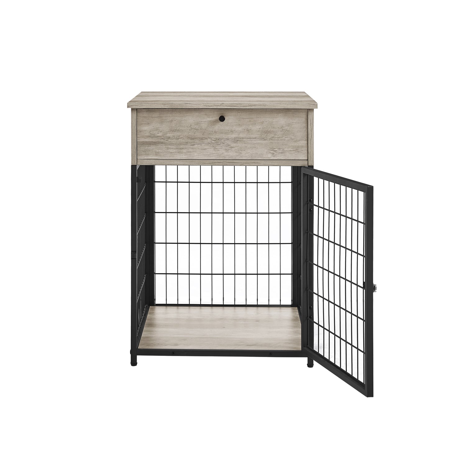 Furniture Style Wood Dog Crate End Table with Storage Console - Grey, 19.69'' W x 22.83'' D x 26.97'' H: Stylish and Functional Pet Crate with Ample Storage Space