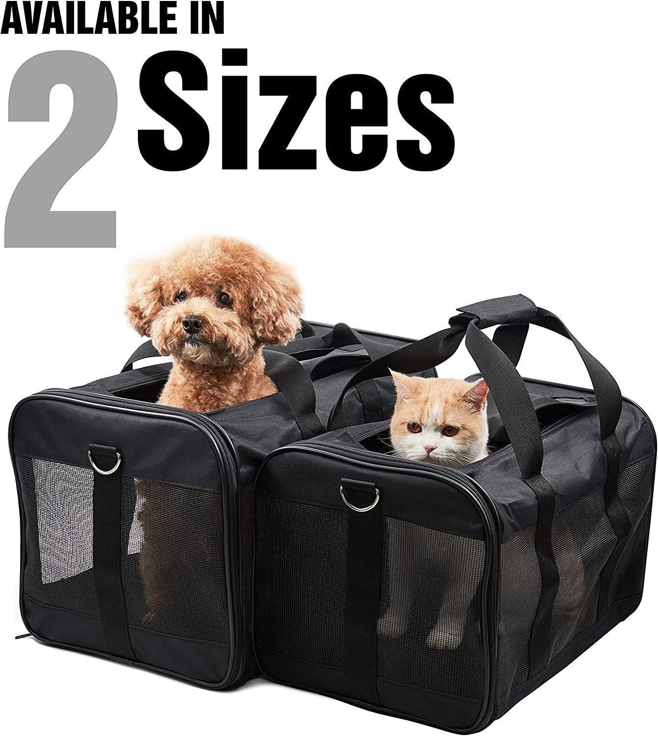 "Soft Sided Pet Travel Carrier for Cats, Small Dogs, Kittens or Puppies | Collapsible, Durable | Airline Approved | Travel Friendly | Safely Carry Your Pet Comfortably | ScratchMe | (Color/Size Options)"