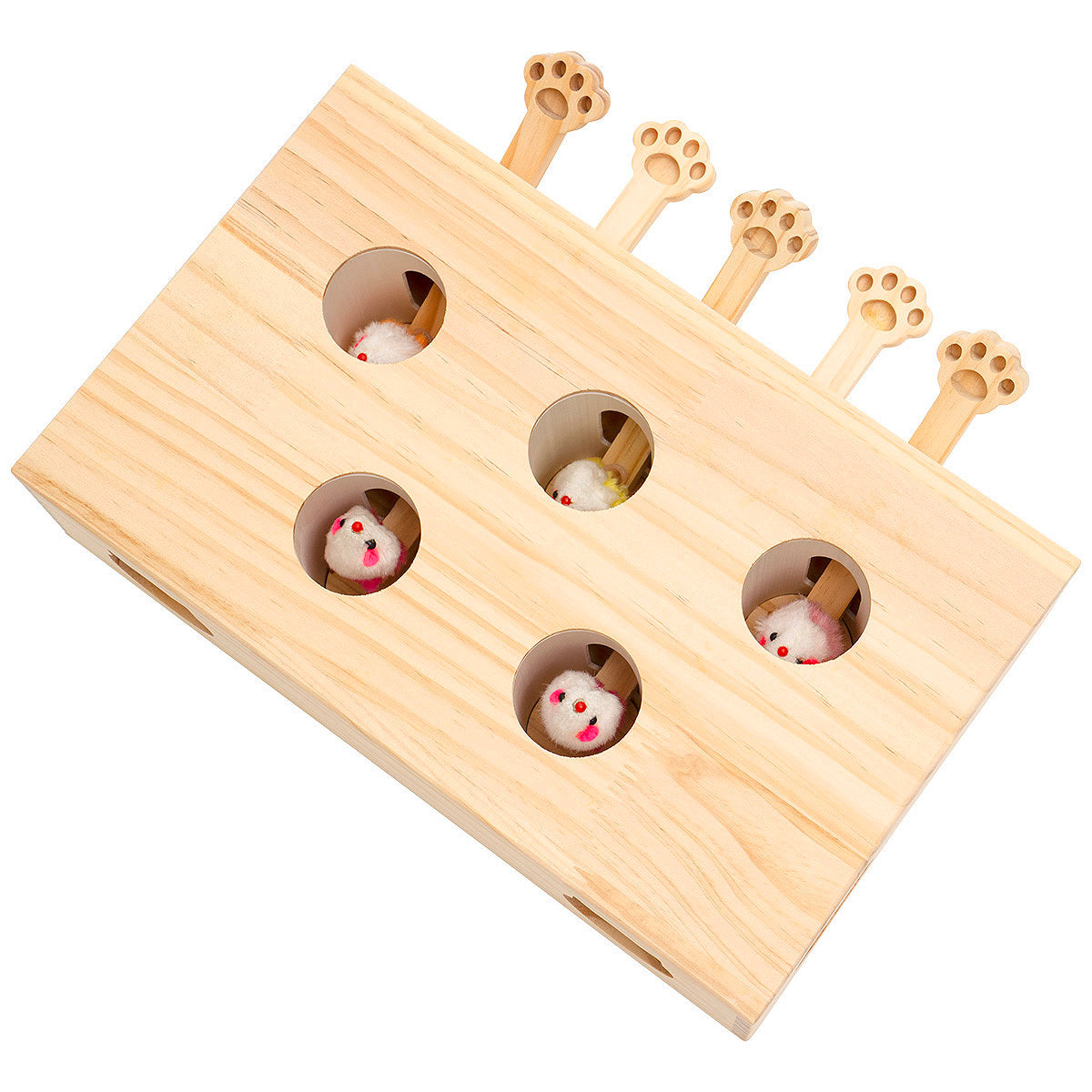 Interactive Solid Wood Cat Toys: Whack-a-mole Game for Indoor Cats & Kittens - Catch Mice, Enhance Playtime, Promote Exercise - Various Sizes & Colors Available