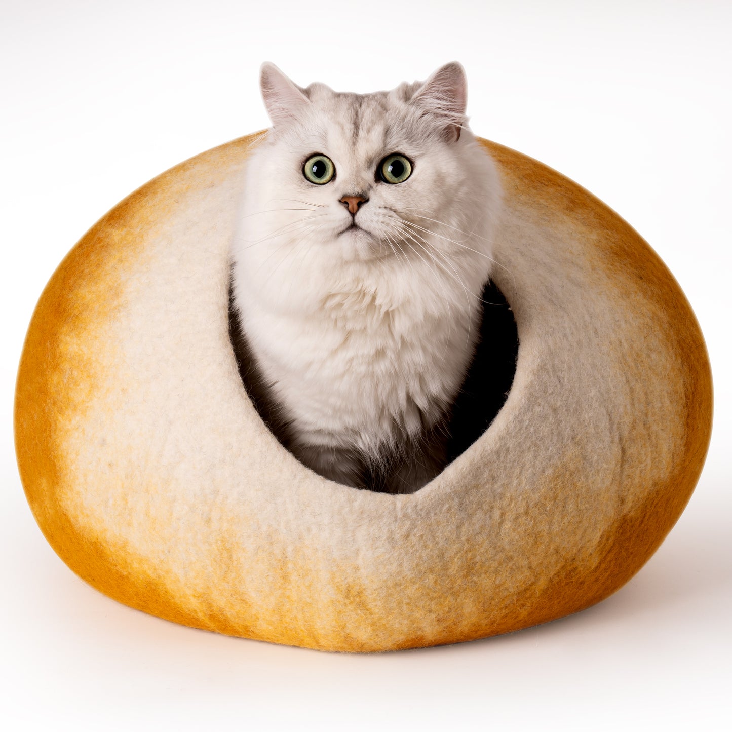 Handmade Wool Cat Cave Bed with Mouse Toy - Cozy, Durable, and Stylish Cat Bed Cave - Available in Various Colors and Sizes