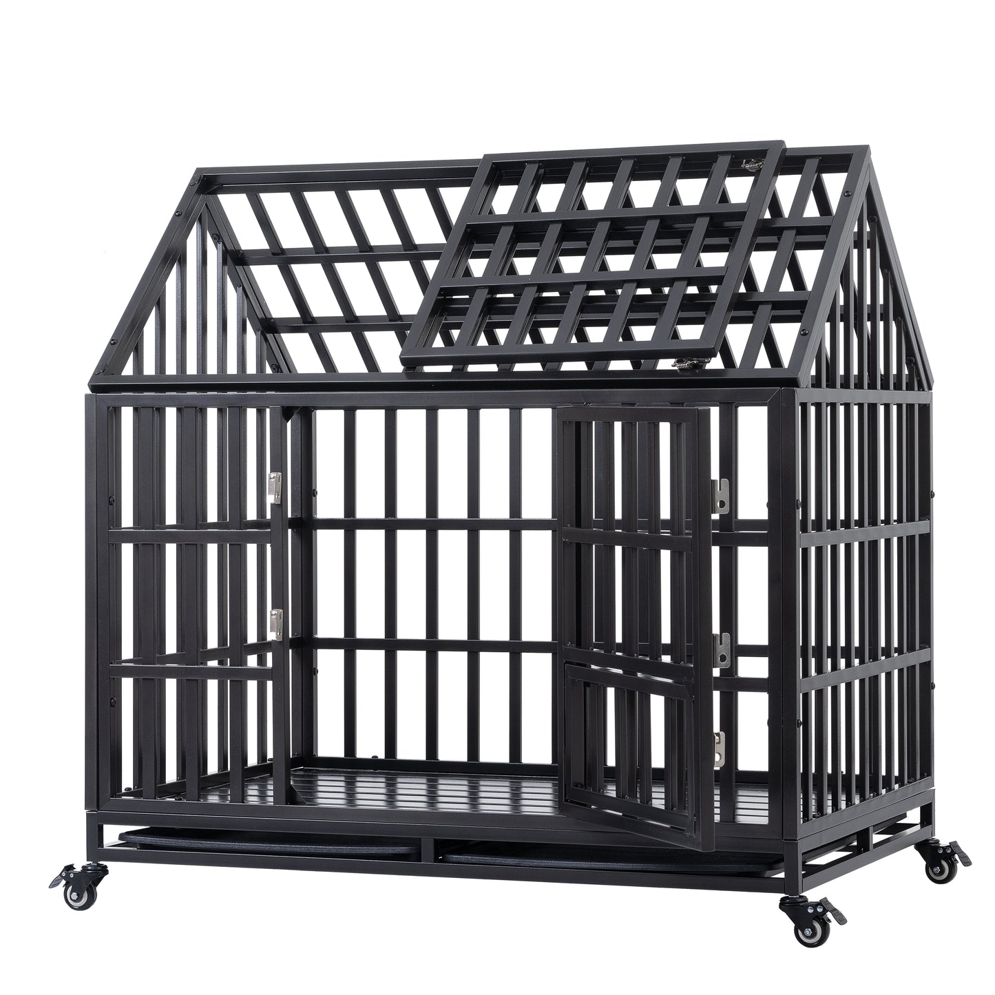 Heavy Duty Dog Cage with Roof - Sturdy Pet Crate for Secure Containment - Available in Various Sizes and Colors