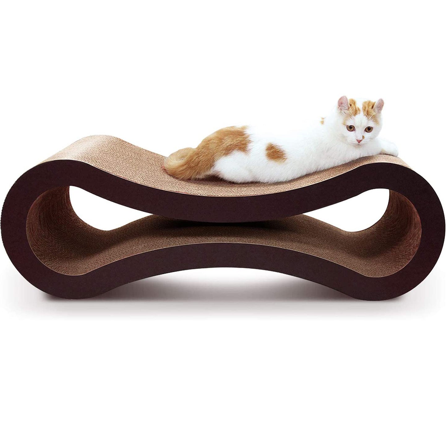 FluffyDream Cat Scratcher Cardboard - Infinity Shape, Curved Design, Scratching Pad House Bed Furniture Protector - Choose Your Color and Size