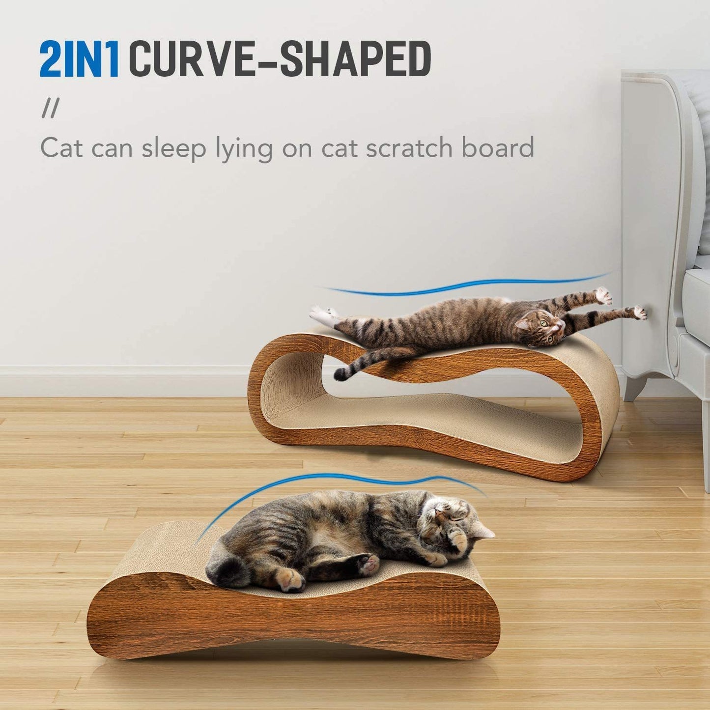 FluffyDream 2 in 1 Cat Scratcher Cardboard Lounge Bed | Durable Board Pads Prevent Furniture Damage | Large Size | Ideal Cat Scratching Post