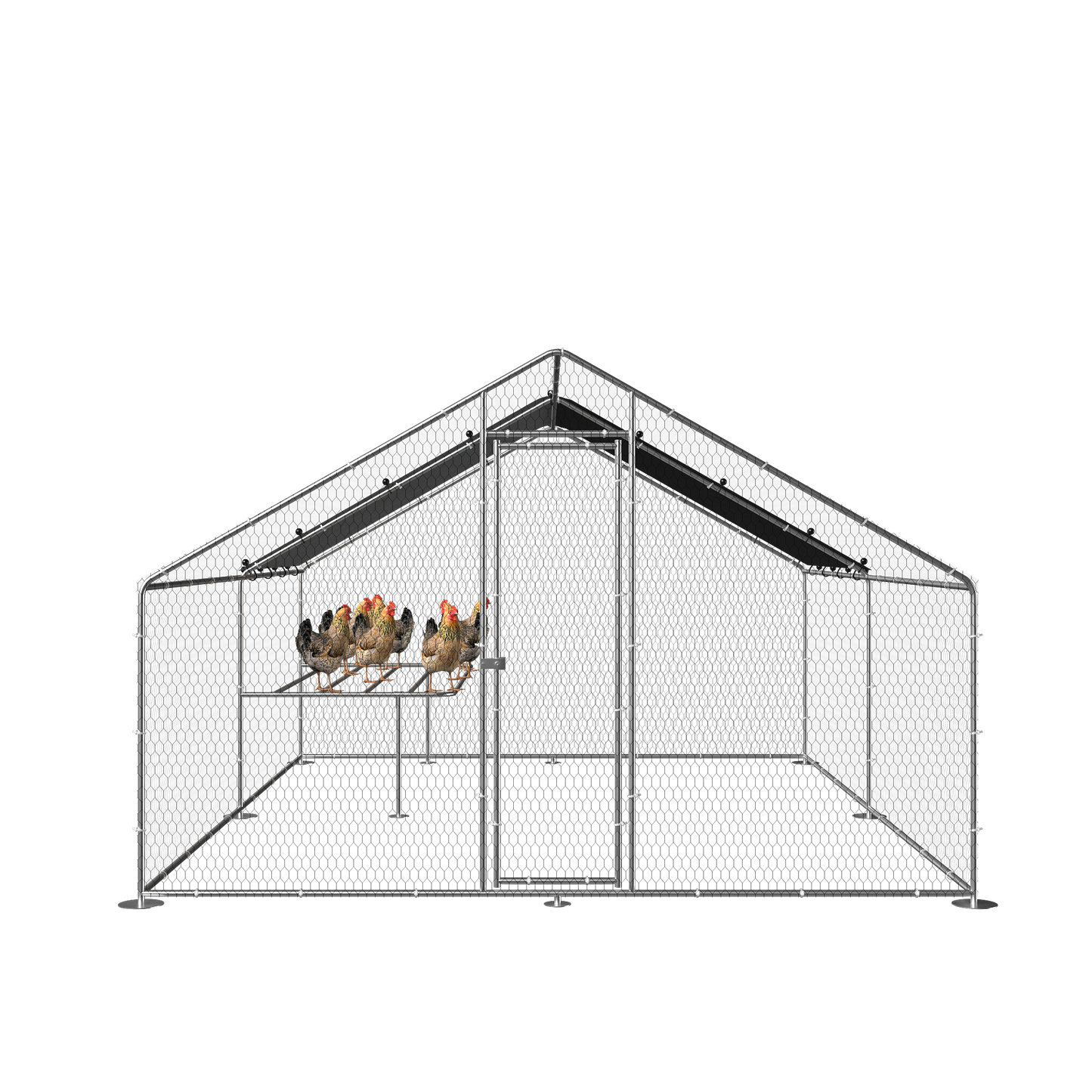 Large Metal Walk-In Chicken Coop with Galvanized Wire - Outdoor, Backyard, Farm - Waterproof, UV Protection - 9.8'W x 13.1'L x 6.6'H