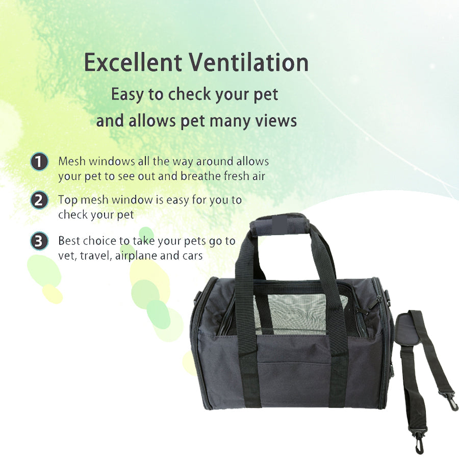 Dog Bag Airline Approved Large Soft-Sided Collapsible Pet Travel Carrier - Portable, 5 Doors, Storage Pockets, Removable Pads, Easy to Clean - Ideal for Dogs, Cats, and Kittens - Size: Large