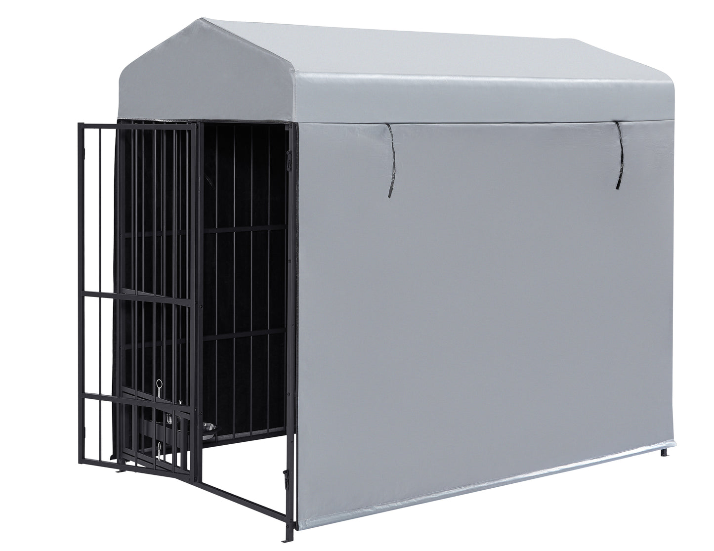 Large Outdoor Dog Kennel with Roof Cover - Spacious Pet Pens for Dogs - Metal Coop Fence Enclosure (6.6'L x 3.9'W x 5.9'H)