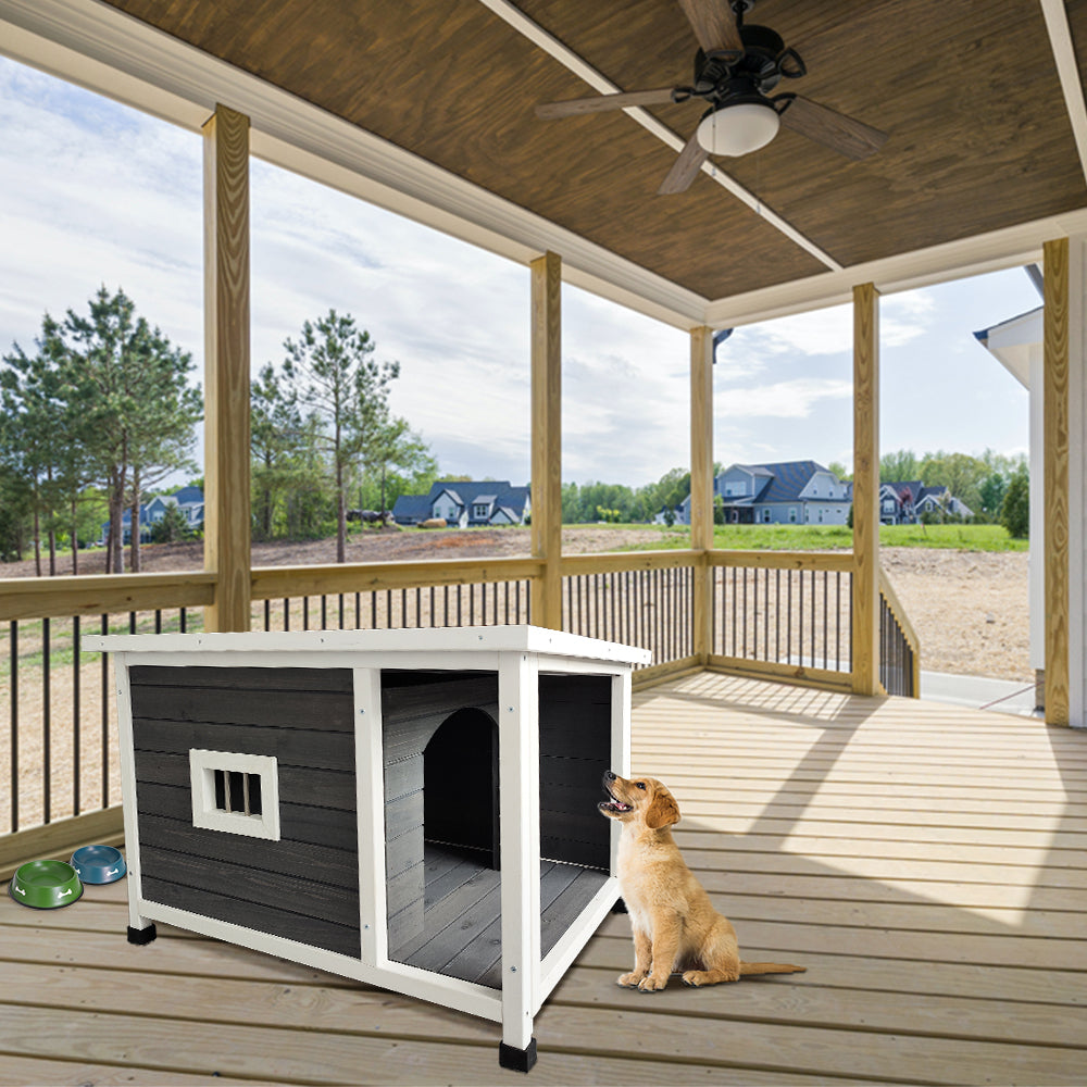 Outdoor Puppy Dog Kennel - Waterproof Dog Cage with Porch Deck, Wooden Dog House for All-Weather Protection, Spacious and Durable, Ideal for Small to Medium-Sized Dogs, Brown Color, Various Sizes Available