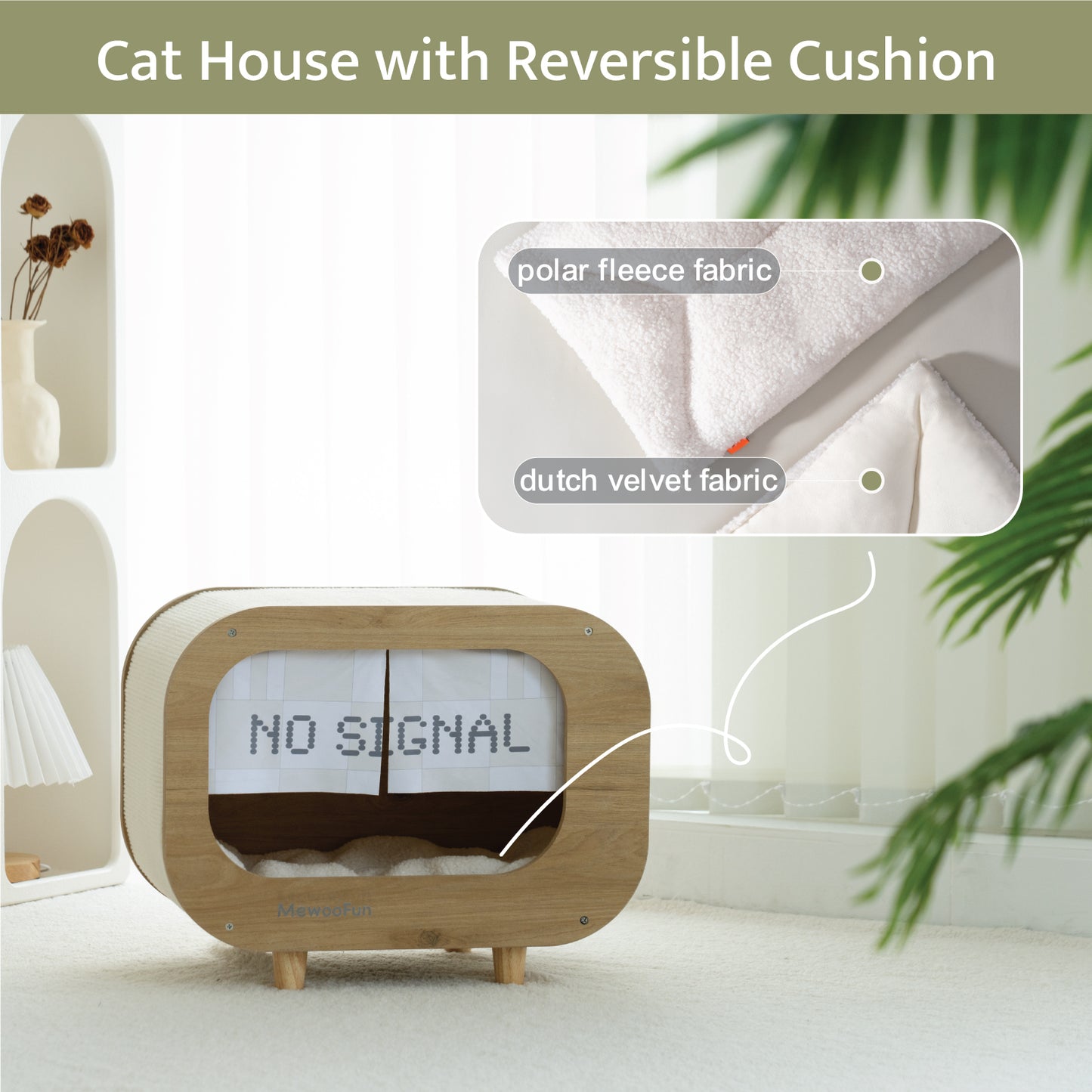 Classic Wooden TV-Shaped Cat Bed, Cat House with Cushion, White - Cozy and Stylish Furniture for Your Feline Companion