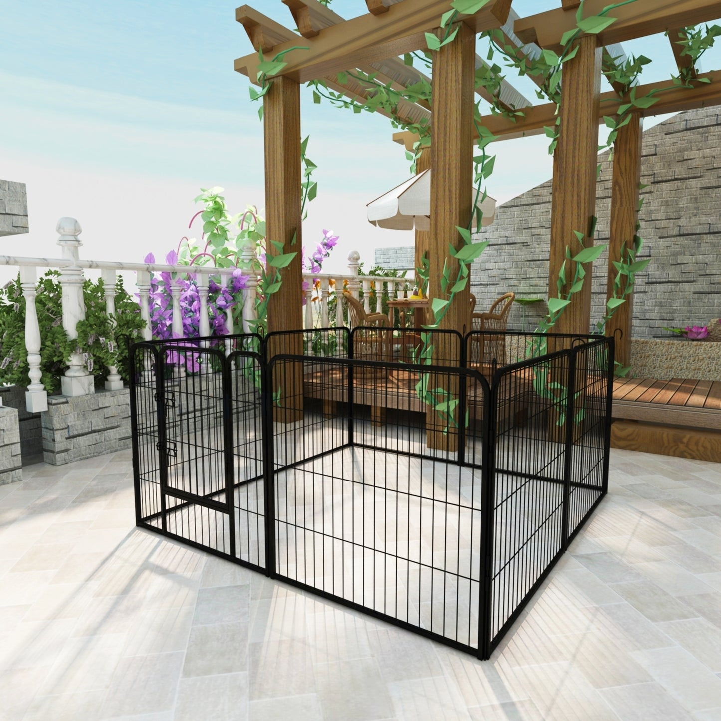 8-Panels High Quality Large Indoor Metal Puppy Dog Run Fence - Wholesale & Cheap Iron Pet Dog Playpen