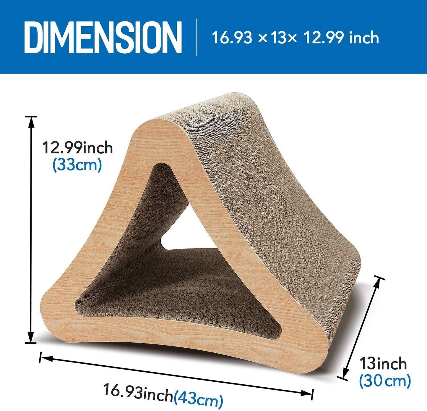 3-Sided Triangle Cat Scratching Post | Prevents Furniture Damage | Recycle Corrugated Vertical Cat Board Pads | Triangular | Multiple Sizes