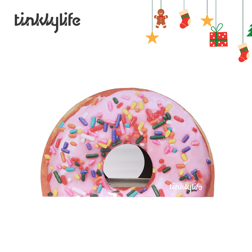 Tinklylife Cat Condo Scratcher Post Cardboard - Doughnut Shape Cat Scratching House Bed Furniture Protector, Pink Color