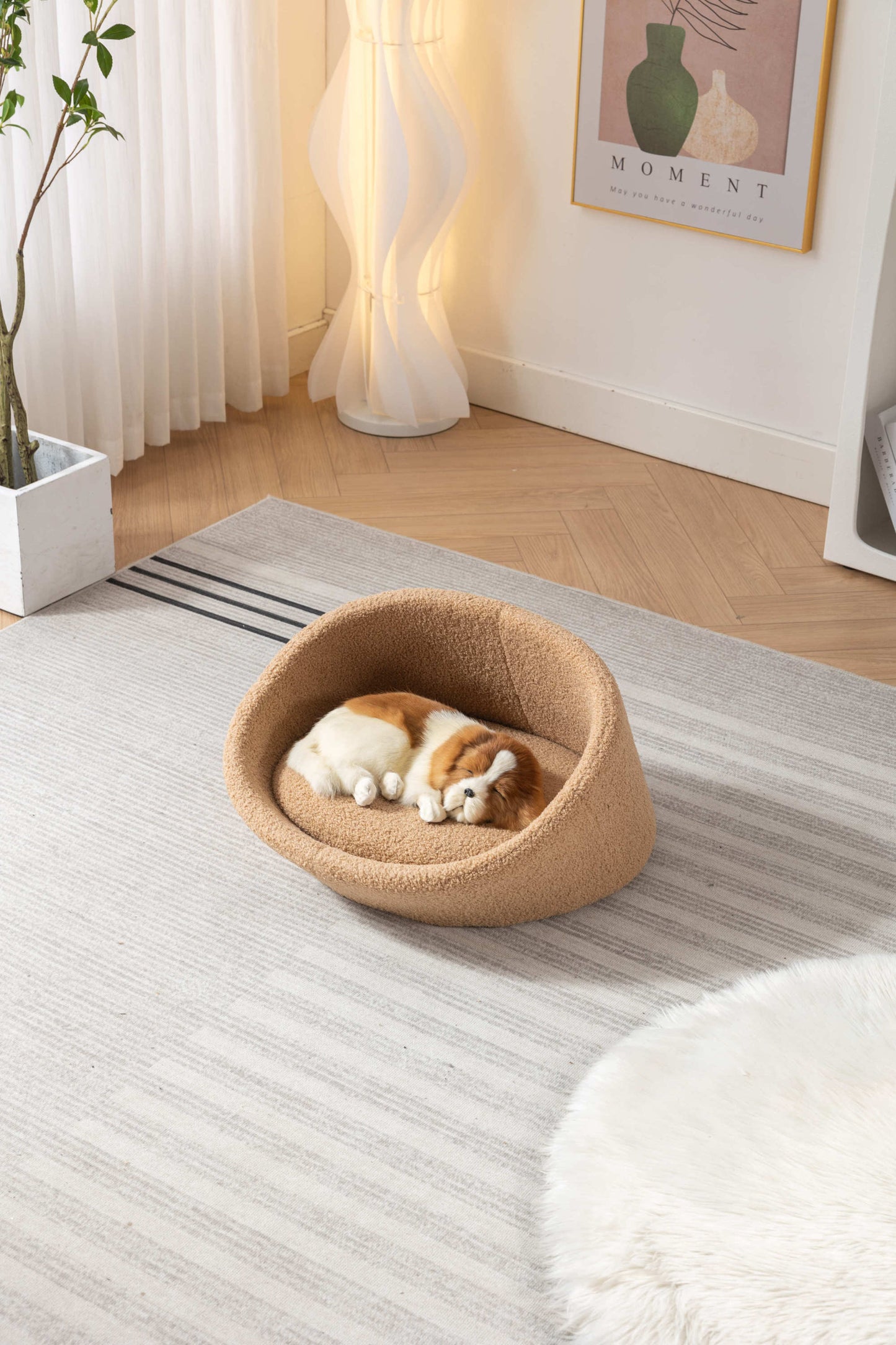 PANGPANG Cat Bed Pet Sofa: Solid Wood Frame, Cashmere Cover, Mid-Size, Brown Color