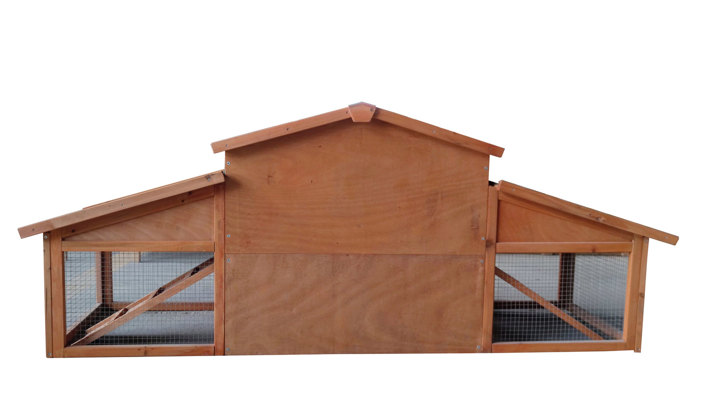 Garden Backyard 2-Layer Wooden Outdoor Rabbit Hutch Chicken Coop, Doors, Tray, Asphalt Roof - Large Size