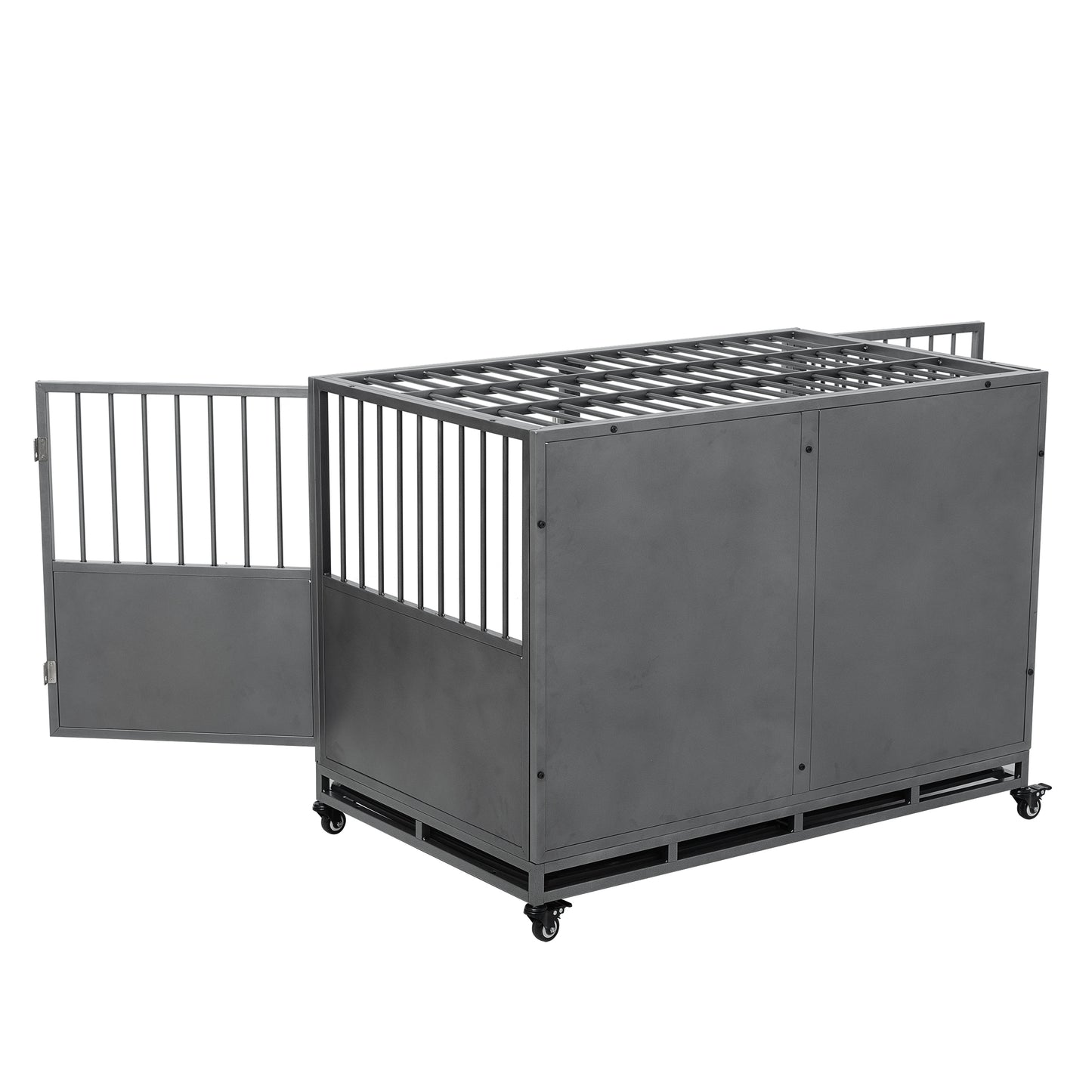 48-Inch Heavy Duty Dog Crate: Durable, Secure, & Spacious for Large Dogs | Easy Assembly | Rust-Resistant | Removable Tray | Two-Door Design | Black