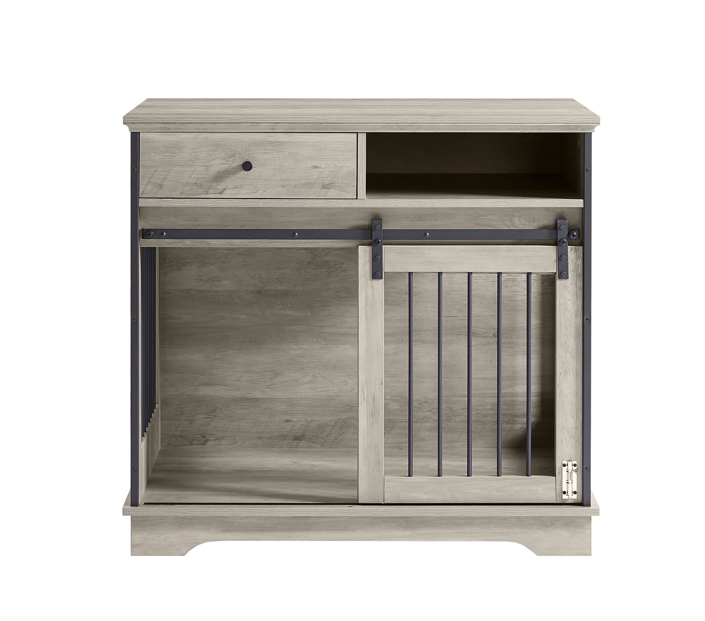 Sliding Door Dog Crate with Drawers - Grey, 35.43'' W x 23.62'' D x 33.46'' H: Spacious and Functional Pet Crate with Convenient Storage Drawers