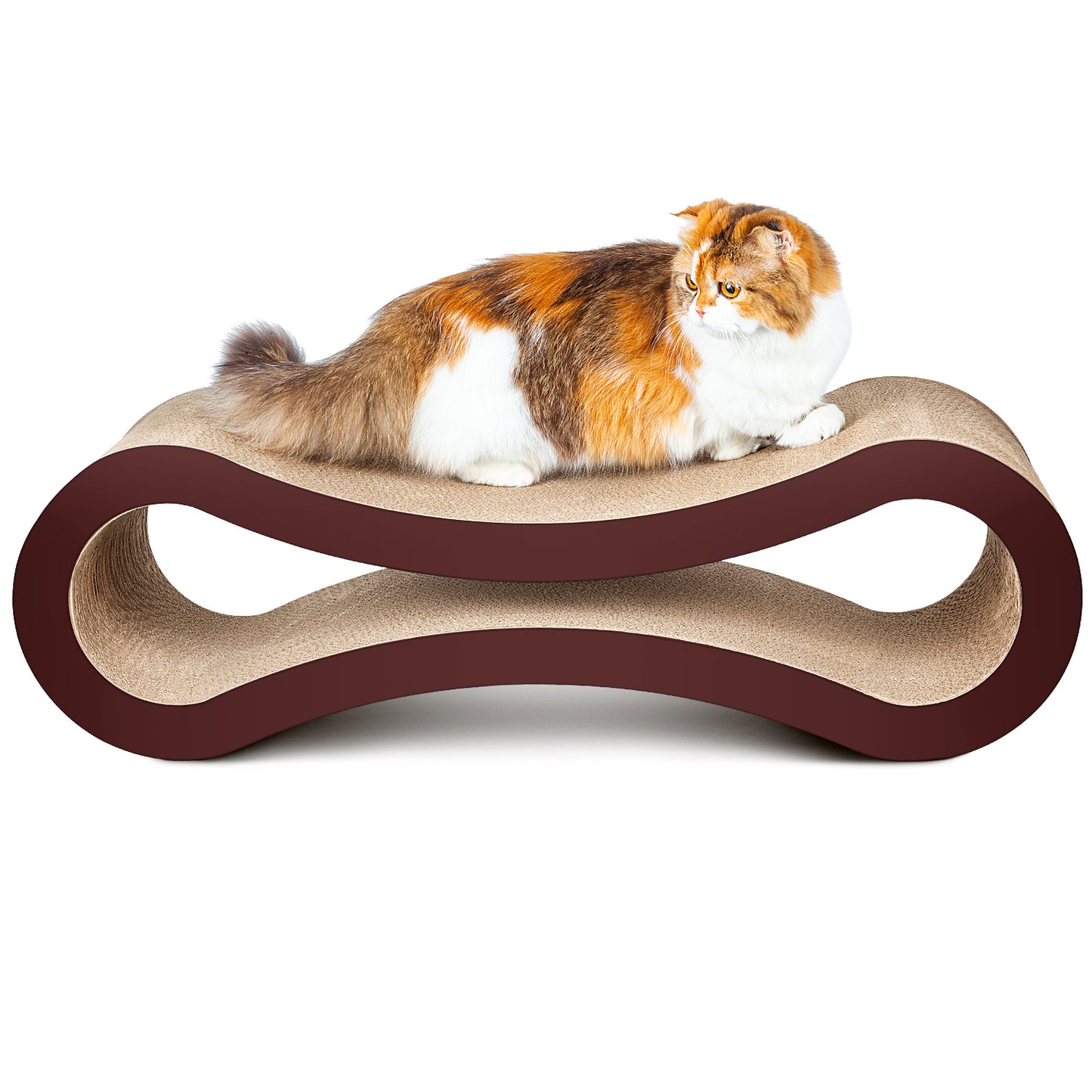 FluffyDream Cat Scratcher Cardboard - Infinity Shape, Curved Design, Scratching Pad House Bed Furniture Protector - Choose Your Color and Size