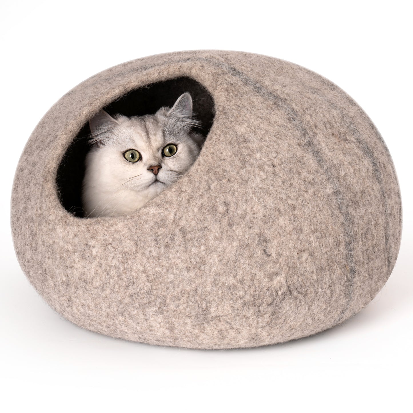 Handmade Wool Cat Cave Bed with Mouse Toy - Cozy and Comfortable Sleeping Space for Your Feline Companion - Available in Various Sizes and Colors