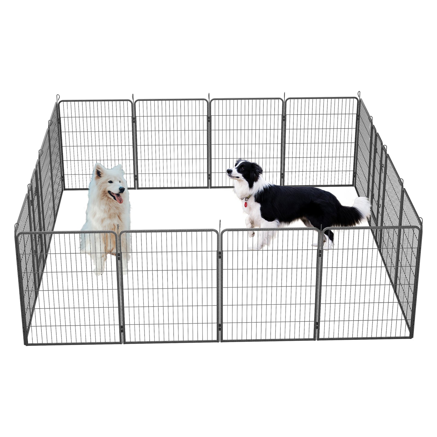 Dog Playpen Outdoor: 16-Panel 40" Height Exercise Fence w/ Doors for Large/Medium/Small Dogs - Portable Pet Playpen for Yard, RV, Camping - Hammer Paint Finish