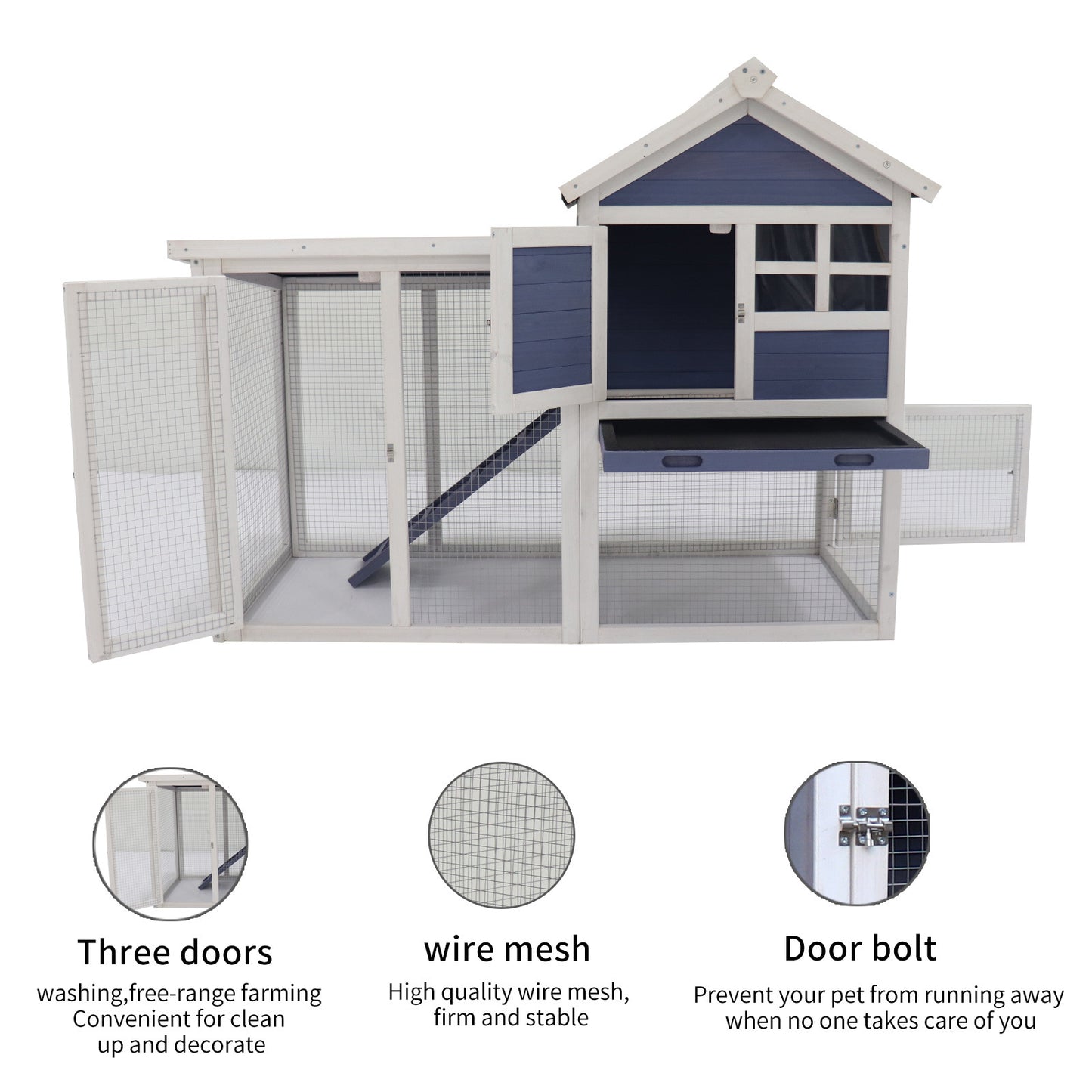 Deluxe Wooden Chicken Coop Hen House Rabbit Wood Hutch Poultry Cage Habitat - Spacious and Sturdy with Multiple Compartments for Versatile Use - Ideal for Raising Chickens, Rabbits, and Poultry - Available in Various Sizes - Natural Wood Finish