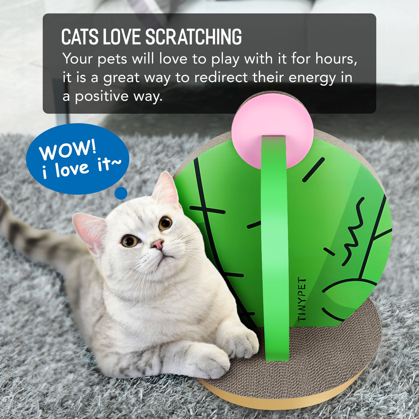 Cat Condo Scratcher Post Cardboard, Cactus Shape Cat Scratching Board - 15x15x19.29 Inch