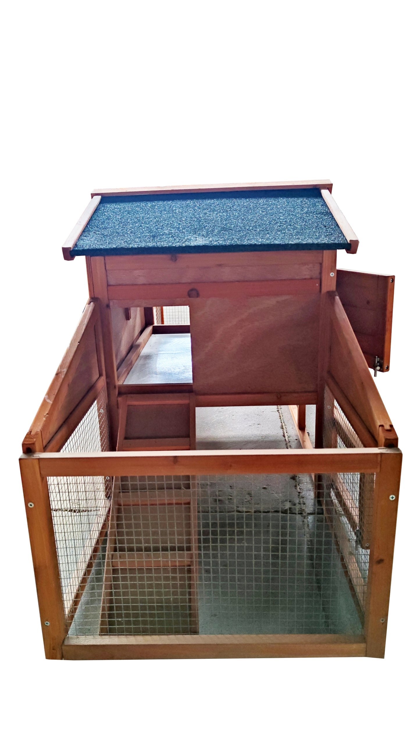 Garden Backyard 2-Layer Wooden Outdoor Rabbit Hutch Chicken Coop, Doors, Tray, Asphalt Roof - Large Size