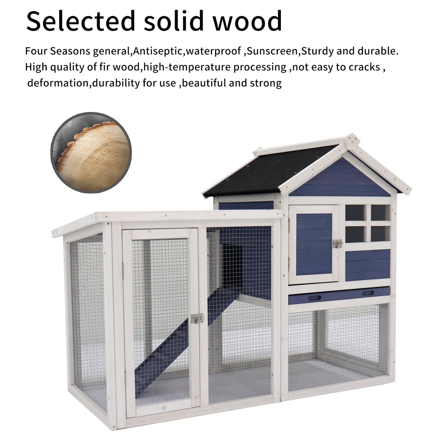 Deluxe Wooden Chicken Coop Hen House Rabbit Wood Hutch Poultry Cage Habitat - Spacious and Sturdy with Multiple Compartments for Versatile Use - Ideal for Raising Chickens, Rabbits, and Poultry - Available in Various Sizes - Natural Wood Finish