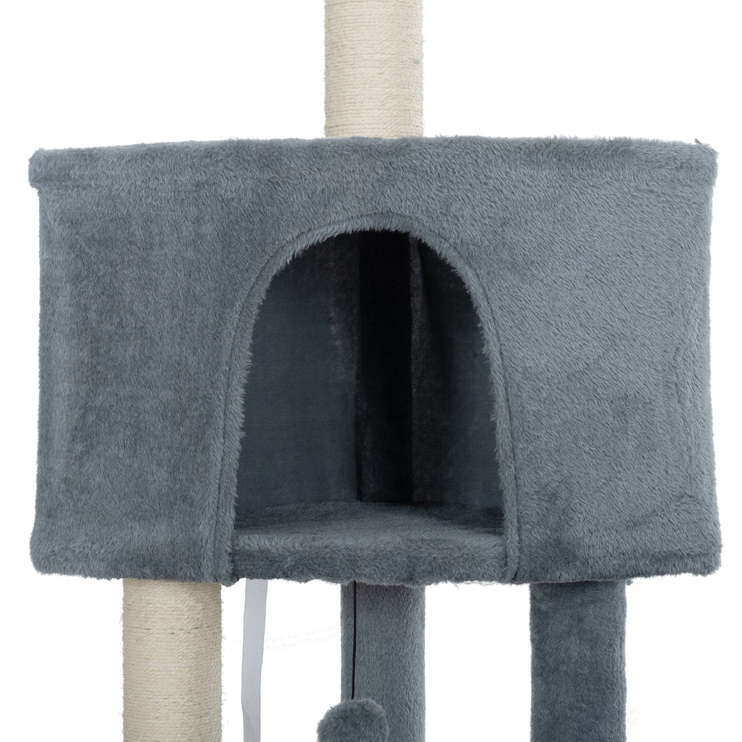 105-Inch Cat Tower for Indoor Cats, Multi-Level Cat Condo with Perches, Caves, Basket, and Scratching Board - Gray Color