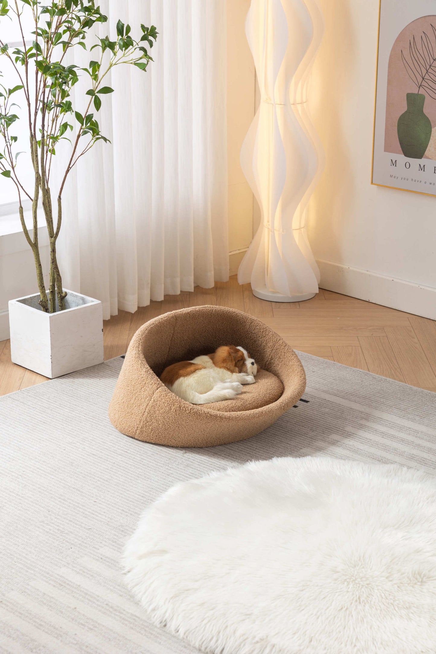 PANGPANG Cat Bed Pet Sofa: Solid Wood Frame, Cashmere Cover, Mid-Size, Brown Color