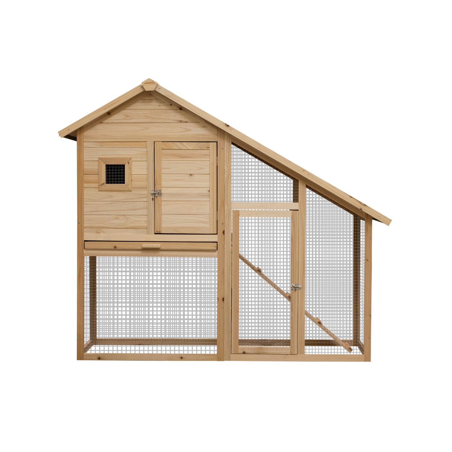 55" 2-Tier Wooden Rabbit Hutch Bunny Cage with Ramp, Waterproof Roof, Removable Tray & Outdoor Run - Small Animal House, Size L