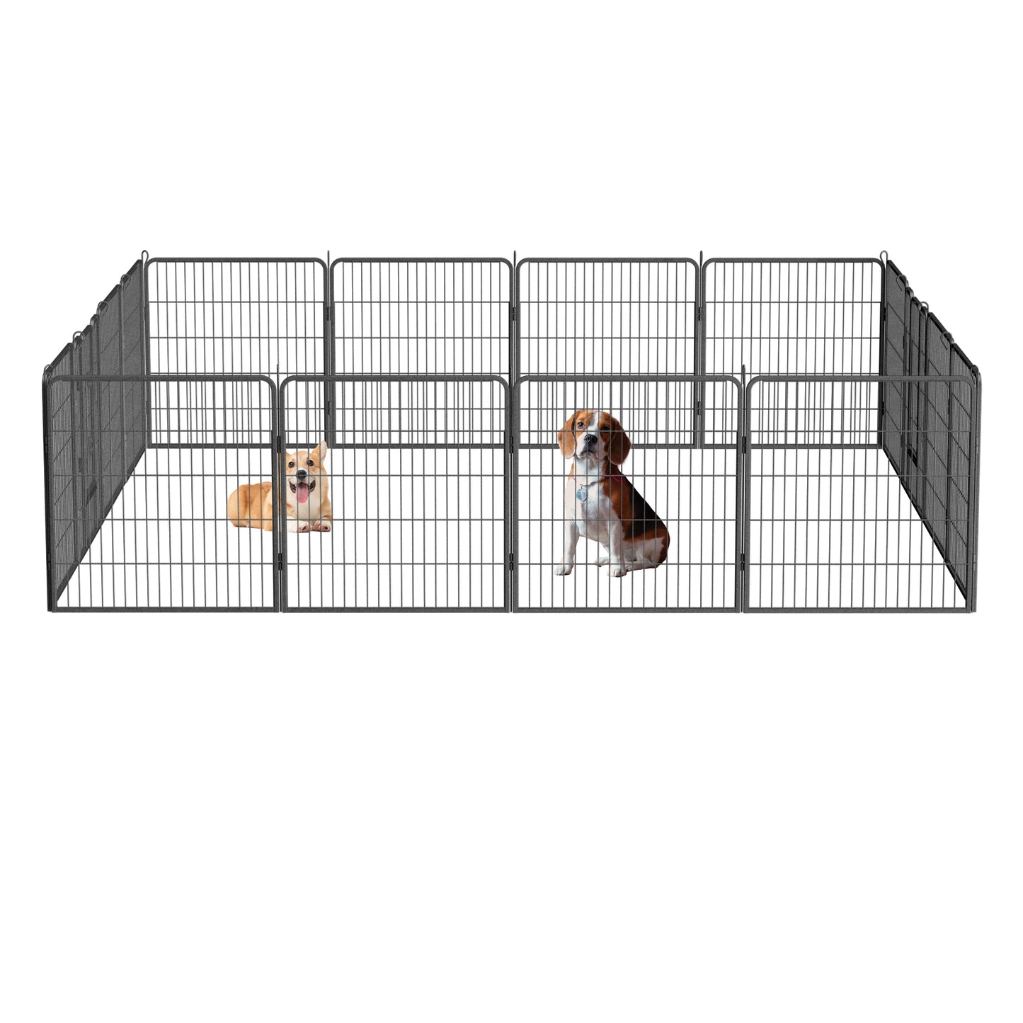 32" Height Foldable Dog Playpen with 16 Panels - Heavy Duty Metal Portable Dog Fence with Doors for Large/Medium/Small Pets. Anti-Rust Exercise Dog Pen for RV Camping Yard - Indoor/Outdoor Use.