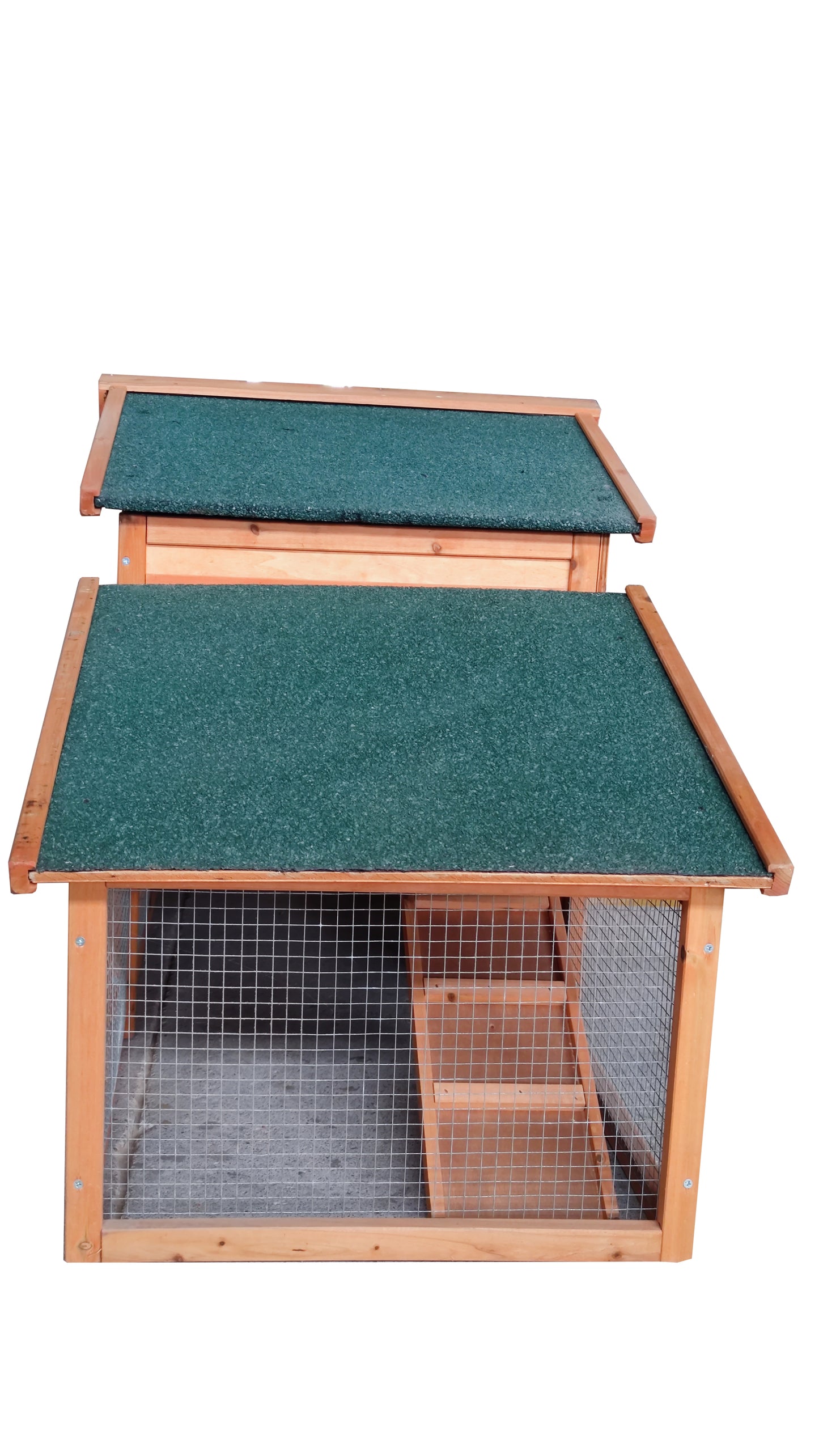 Garden Backyard 2-Layer Wooden Outdoor Rabbit Hutch Chicken Coop, Doors, Tray, Asphalt Roof - Large Size