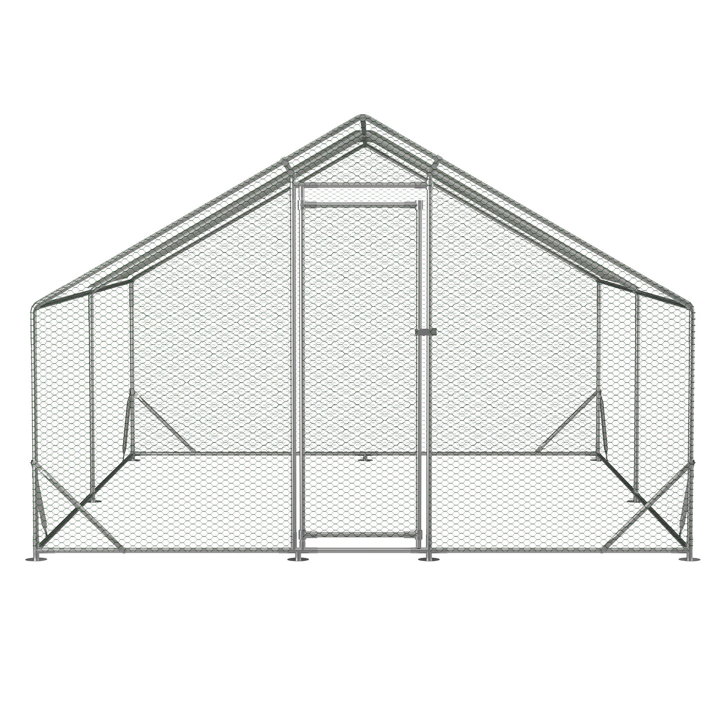 Large Metal Chicken Coop with Walk-in Chicken Run, Galvanized Wire Poultry Hen Pen Cage - Waterproof, Anti-Ultraviolet Cover for Outdoor Use (10' L x 13' W x 6.56' H)