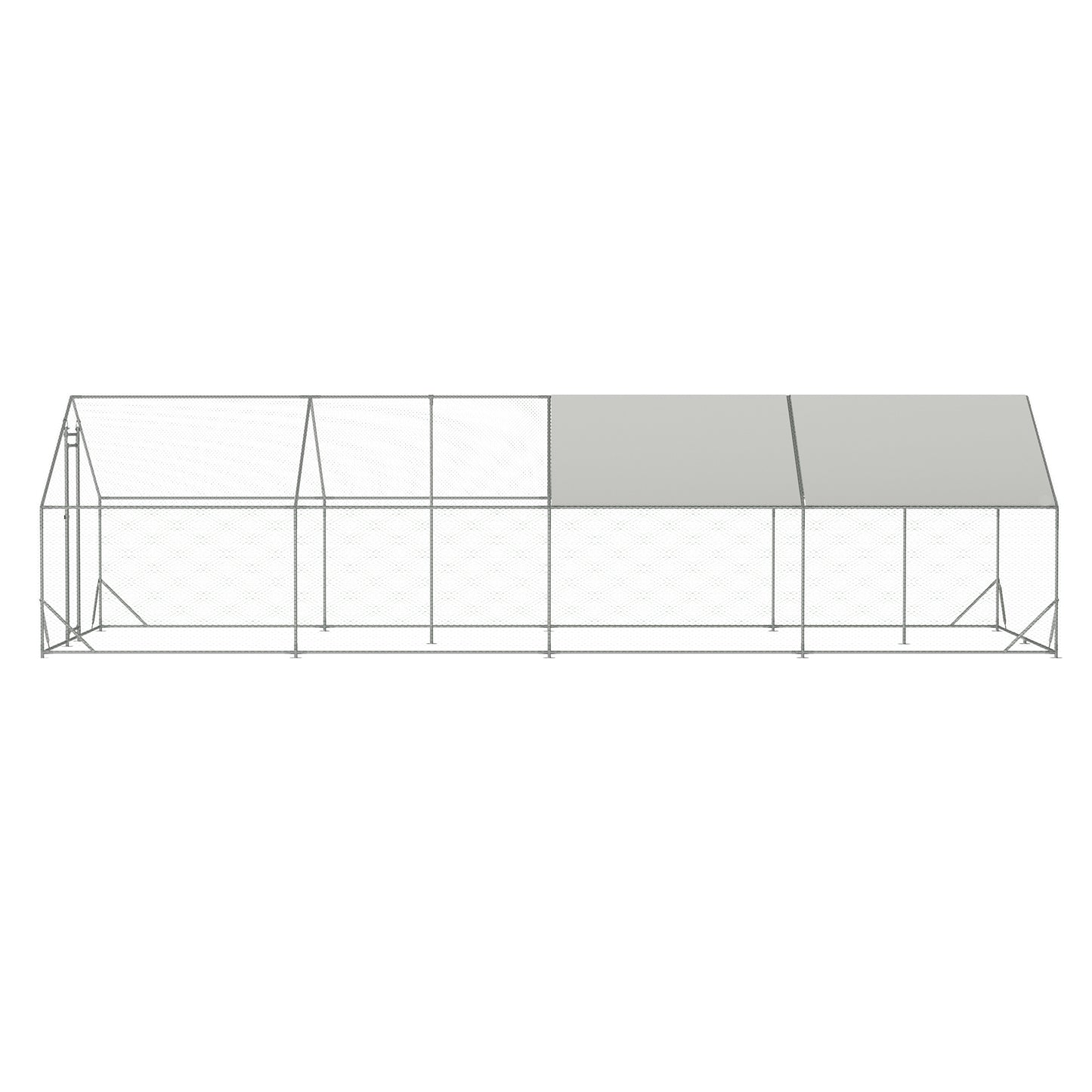 Large Metal Chicken Coop: Walk-in Chicken Run, Galvanized Wire Poultry Hen Pen Cage with Waterproof Cover for Outdoor Use (10' x 26' x 6.56')