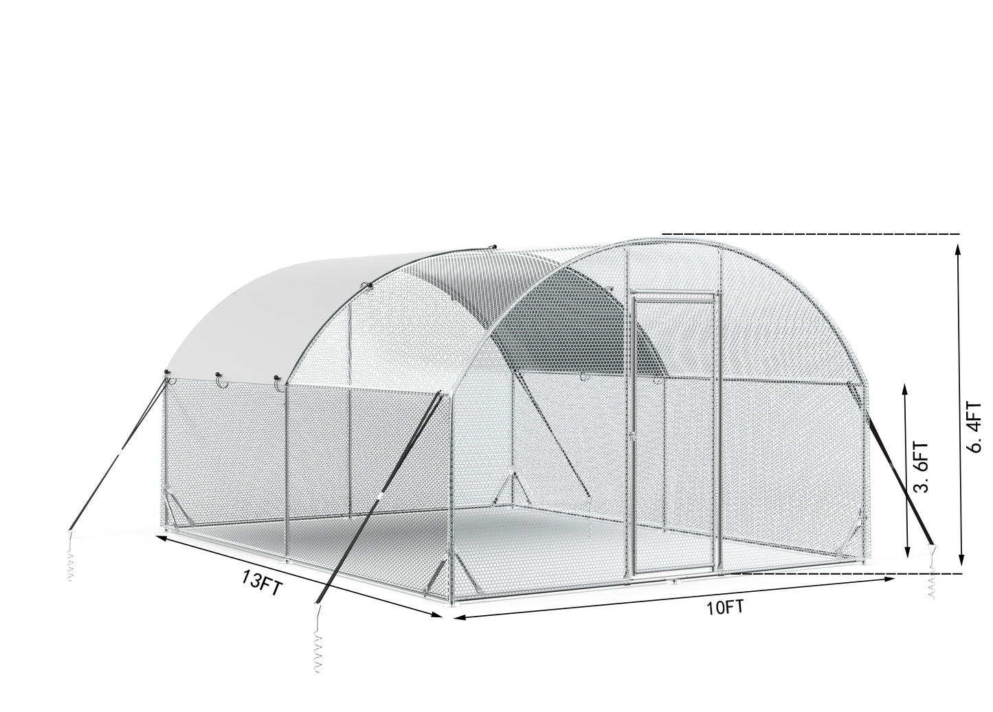 Large Metal Chicken Coop Upgrade with Tri-Supporting Wire Mesh Chicken Run & Water-Resistant Cover - Duck Rabbit House Outdoor (10'W x 13'L x 6.5'H)