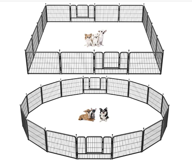 Dog Pen Indoor, 16 Panels 24-inch-high Playpen for Small/Medium/Puppy Dogs - Heavy Duty Metal Pet Fence Outdoor Enclosure Kennel for RV Camping Play Yard - Ideal for Rabbits, Ducks - Size: 24 inches