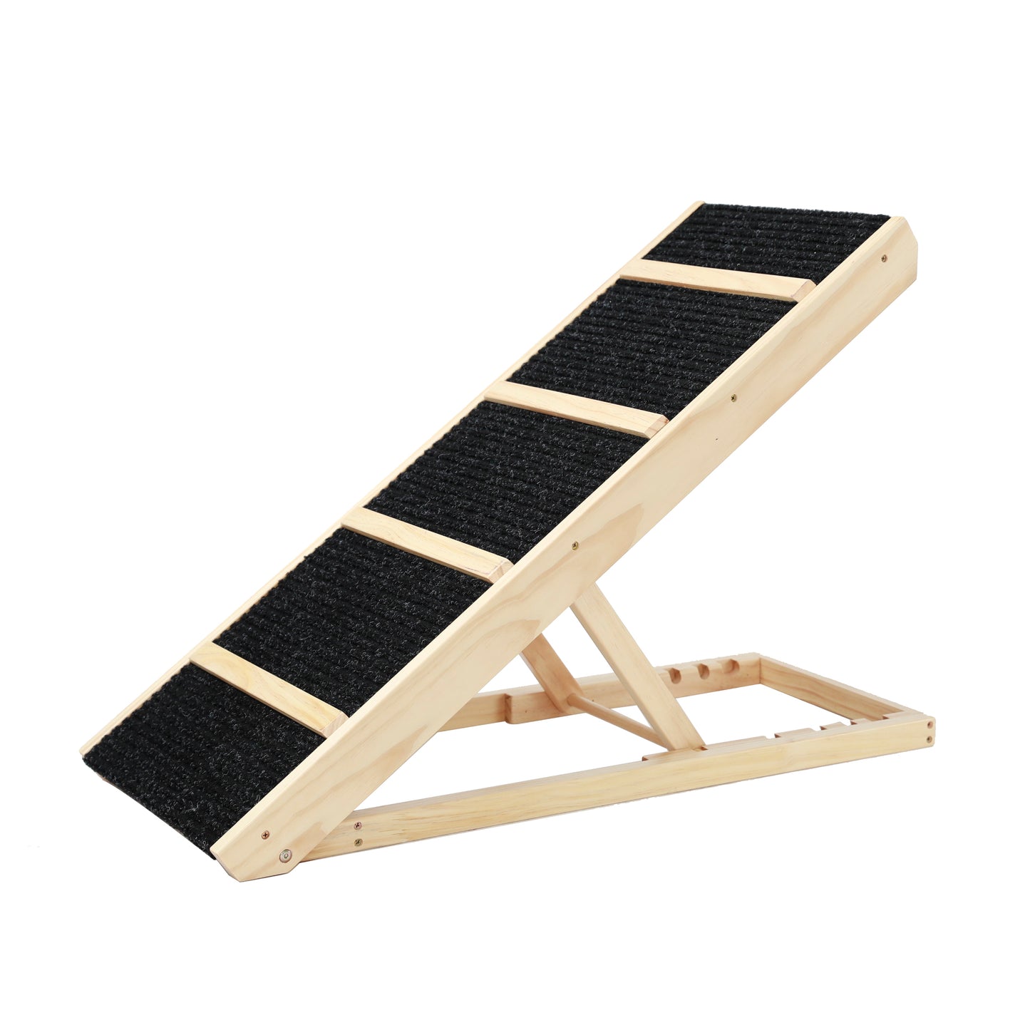 Tall Adjustable Pet Ramp | Folding Wooden Dog Cat Ramp | Non-Slip Paw Traction | Car SUV Bed Couch | Adjustable Height 9.3" to 24" | Portable | Size Options