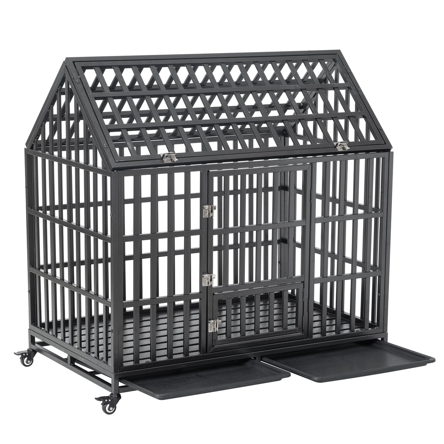 Heavy Duty Dog Cage with Roof & Window - Durable Pet Crate with Secure Roof and Ventilated Window for Large Dogs - Available in Multiple Sizes and Colors