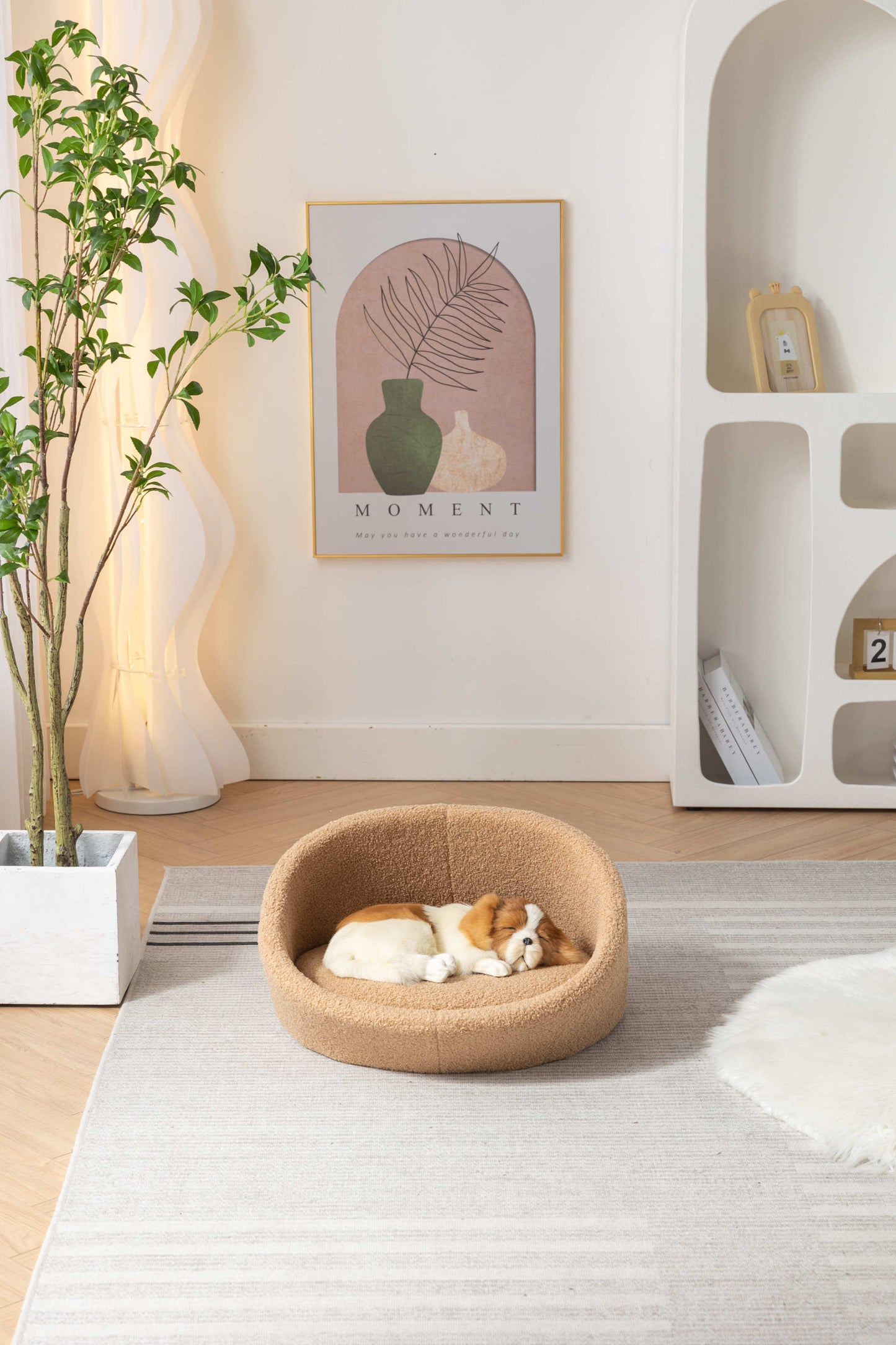 PANGPANG Cat Bed Pet Sofa: Solid Wood Frame, Cashmere Cover, Mid-Size, Brown Color