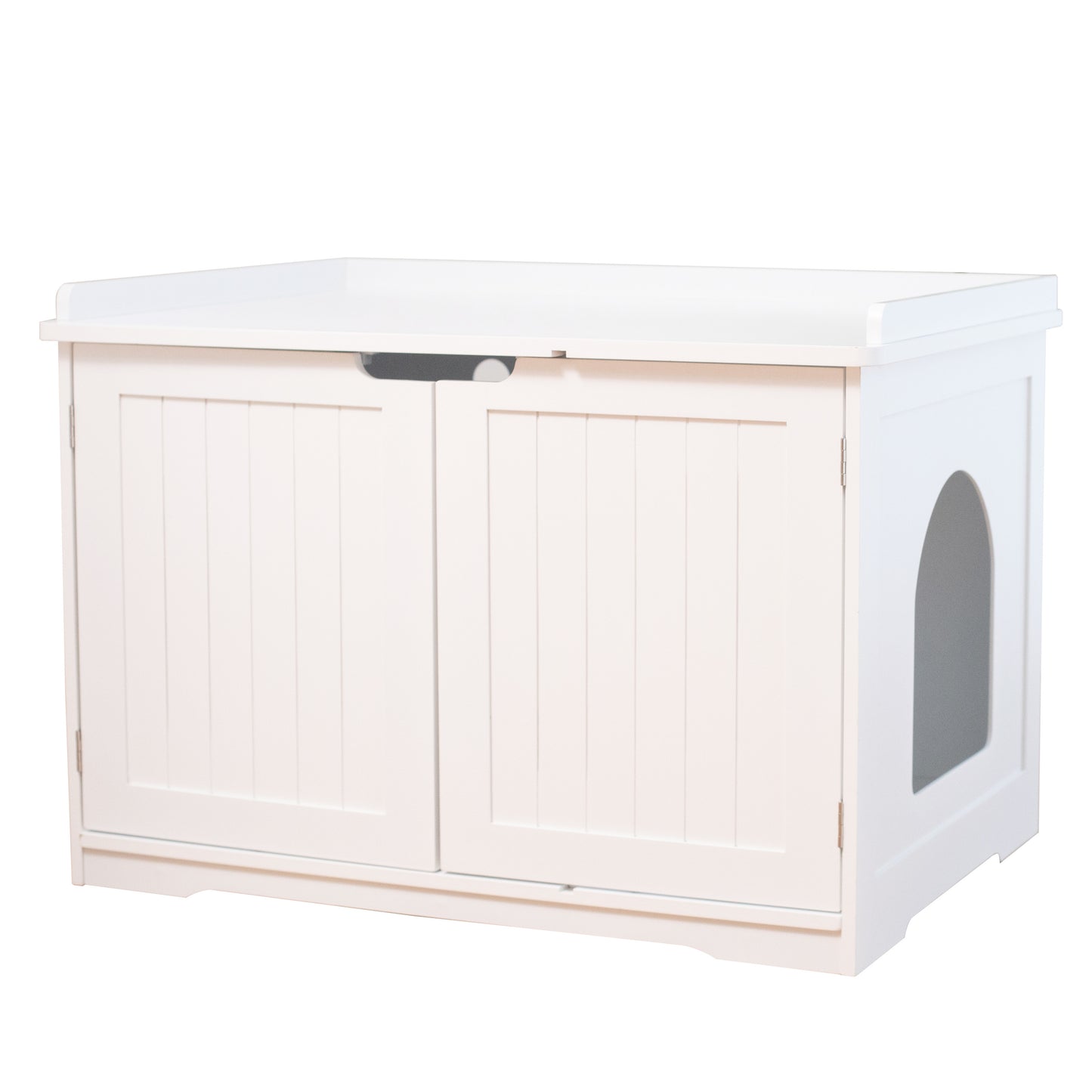 30" Hidden Litter Box Cabinet for Cats - Large White Indoor Pet Furniture, Side Table, Bedside Box, Toilet