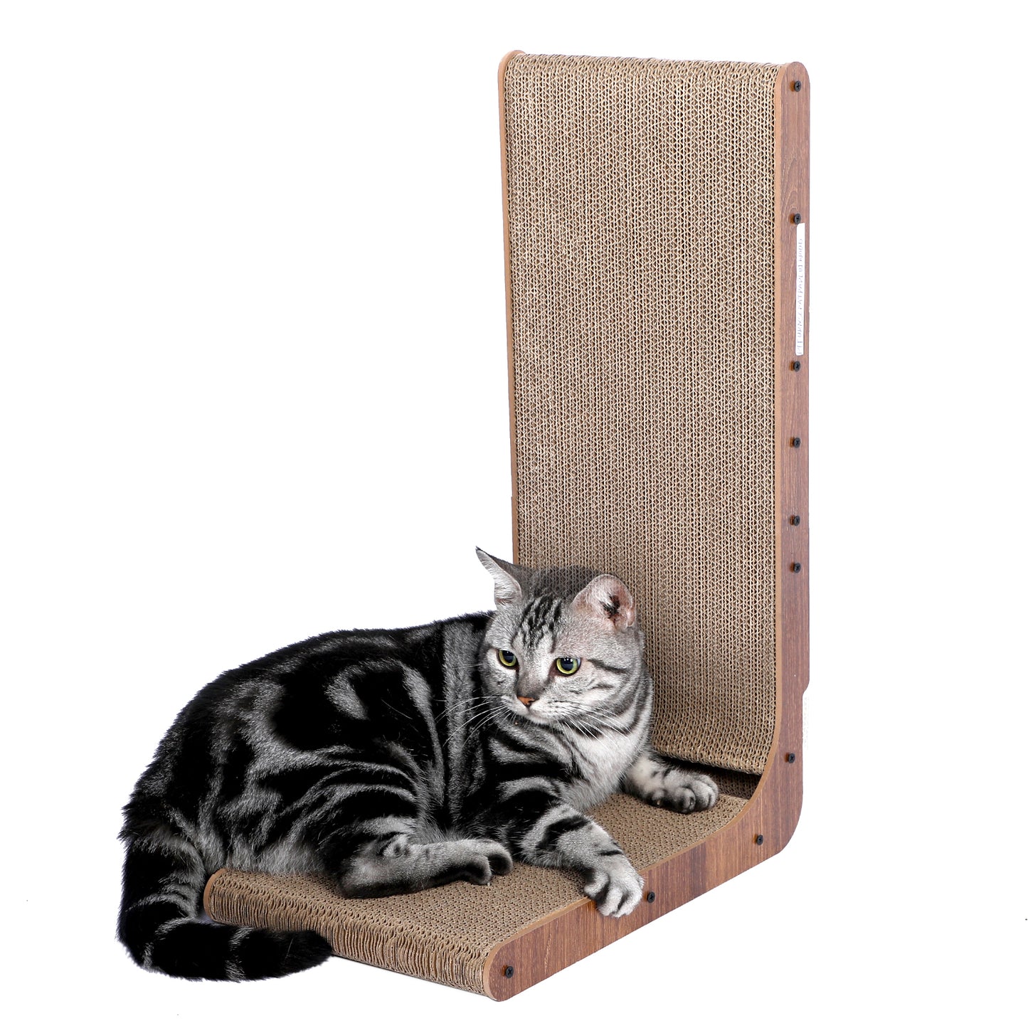 Fluffydream Cat Scratcher with Cat Toys Ball Track - L-Shaped, Reversible, Cardboard Lounge Bed - Durable Furniture Protector - Stable - Multiple Sizes and Colors Available