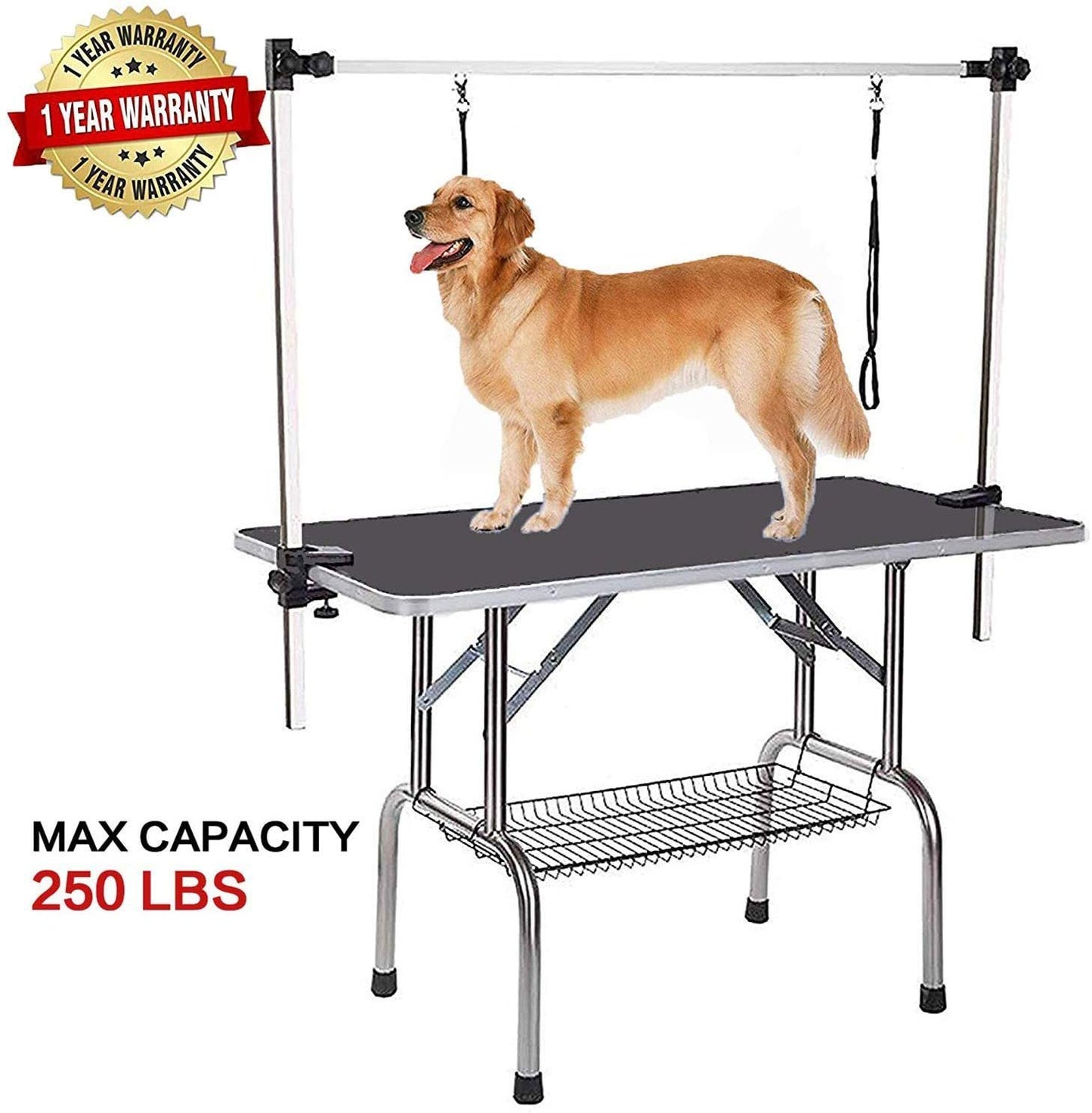 36" Professional Dog Pet Grooming Table - Adjustable Heavy Duty Portable with Arm, Noose, and Mesh Tray