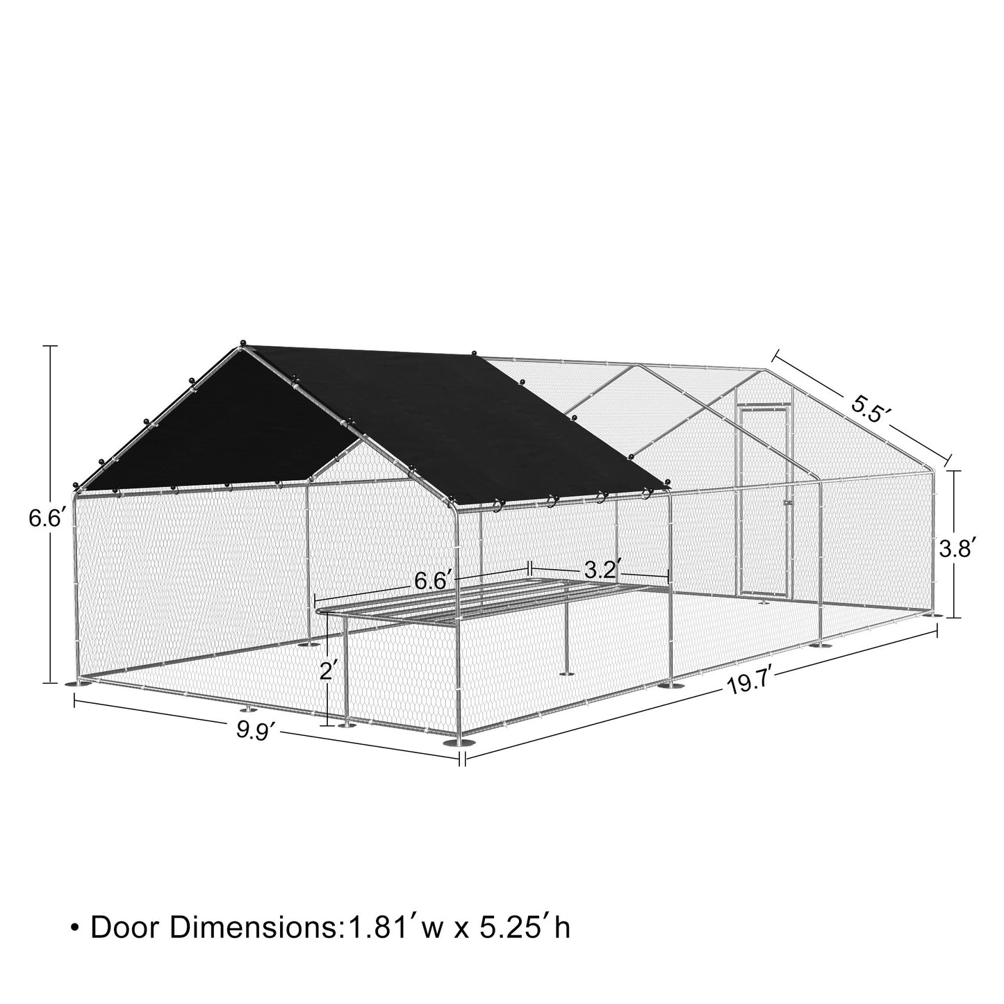 Large Metal Chicken Coop with Walk-In Design, Galvanized Wire, Waterproof Cover - Ideal for Outdoor, Backyard, and Farm Use (9.8' W x 19.7' D x 6.6' H)