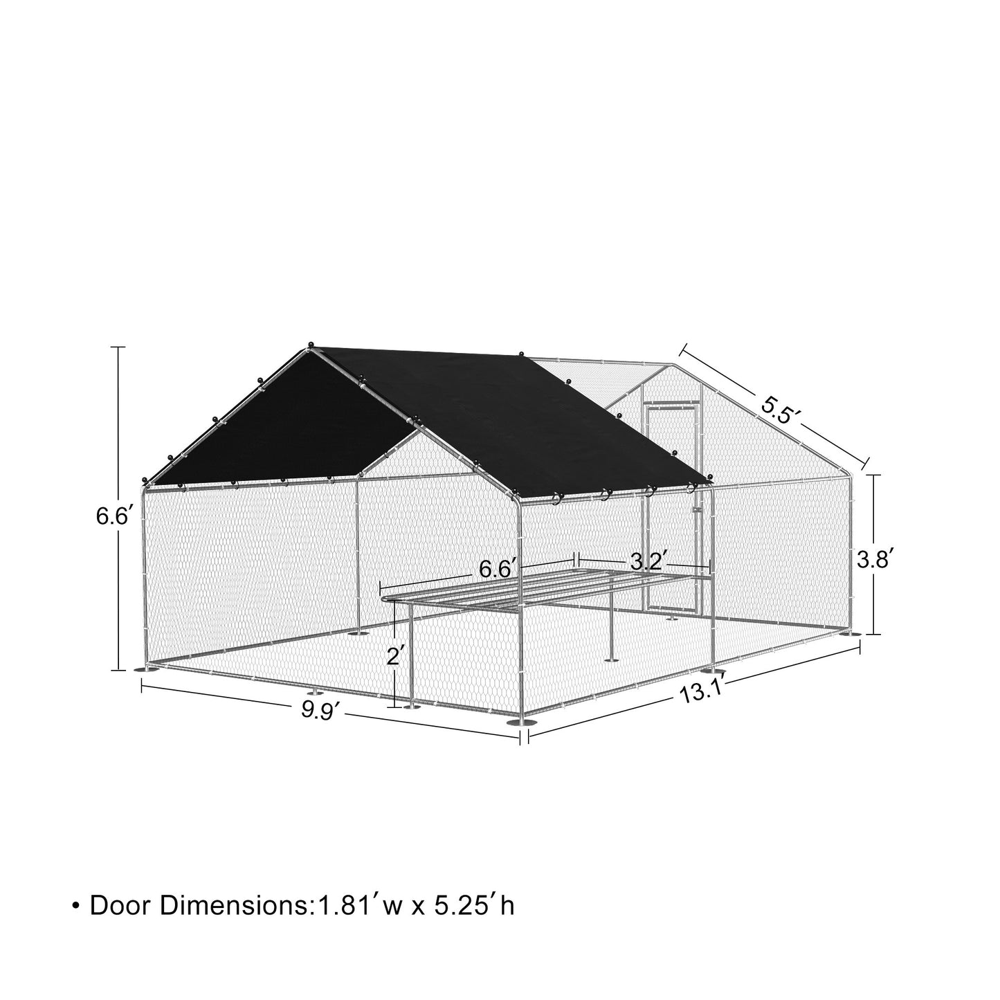 Large Metal Walk-In Chicken Coop with Galvanized Wire - Outdoor, Backyard, Farm - Waterproof, UV Protection - 9.8'W x 13.1'L x 6.6'H