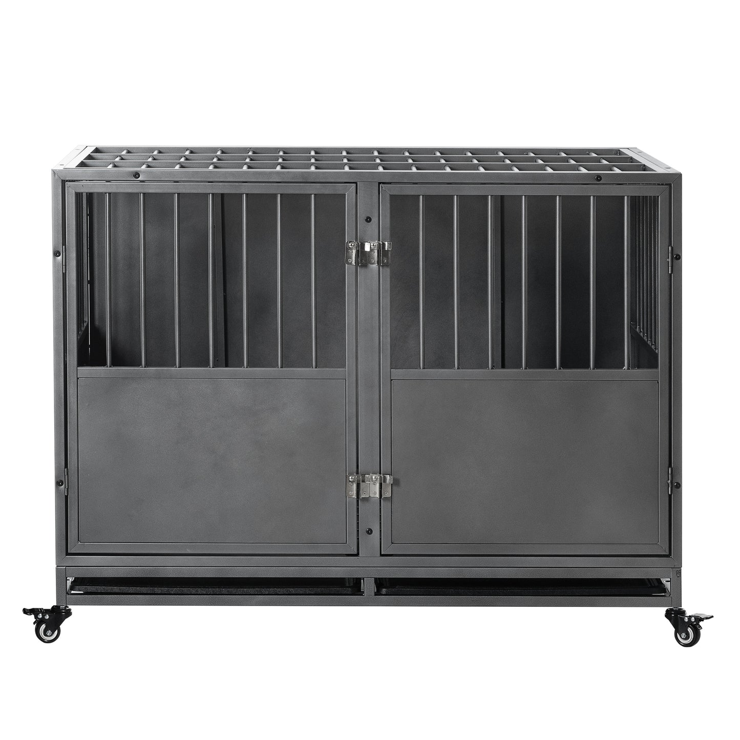 48-Inch Heavy Duty Dog Crate: Durable, Secure, & Spacious for Large Dogs | Easy Assembly | Rust-Resistant | Removable Tray | Two-Door Design | Black