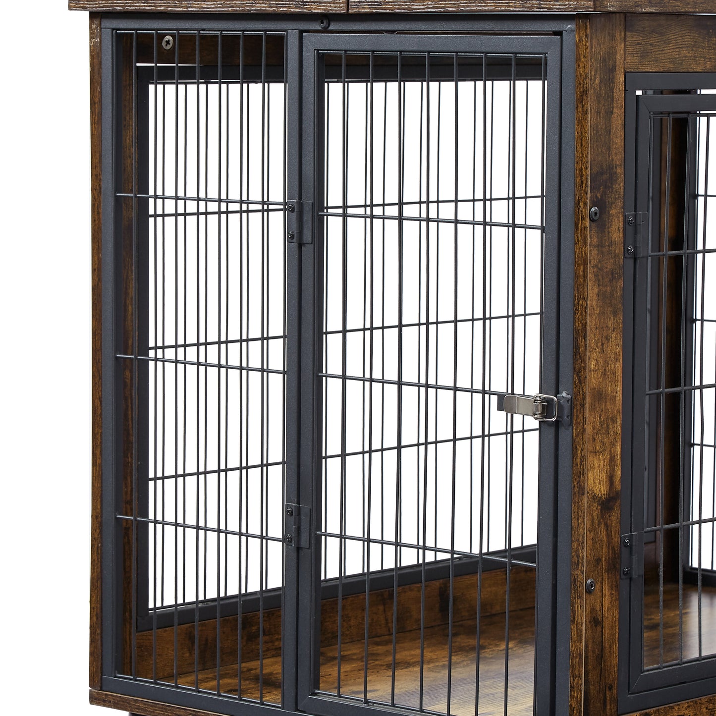 Furniture Dog Cage Crate with Double Doors, Rustic Brown, 38.58'' W x 25.2'' D x 27.17'' H - Spacious and Sturdy Dog Crate for Comfortable Confinement