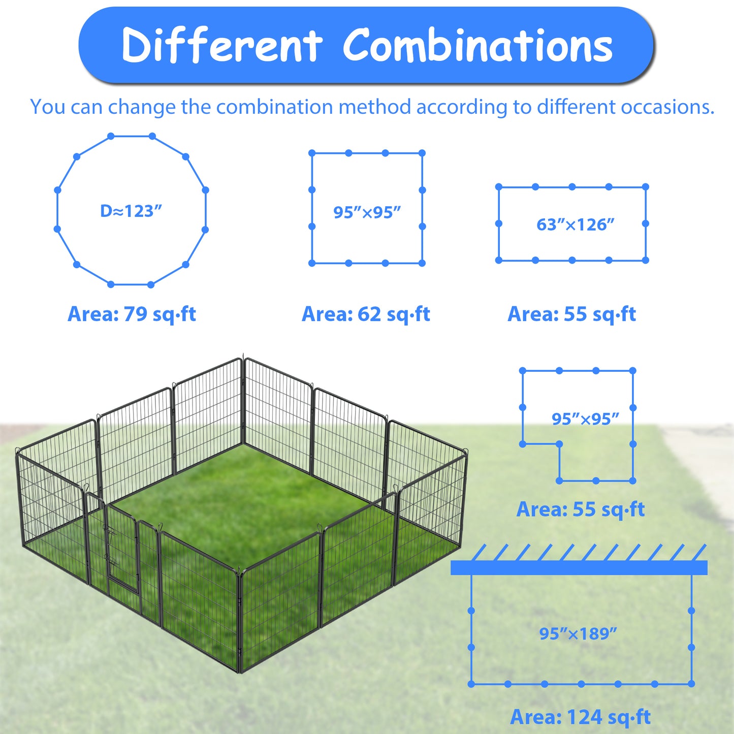 Dog Pens Outdoor 32" Foldable Heavy Duty Metal Playpen for Large/Medium/Small Pets - Anti-Rust Exercise Dog Fence with Doors - Portable & RV Camping Yard - 12 Panels - Indoor Play Pen - Various Sizes